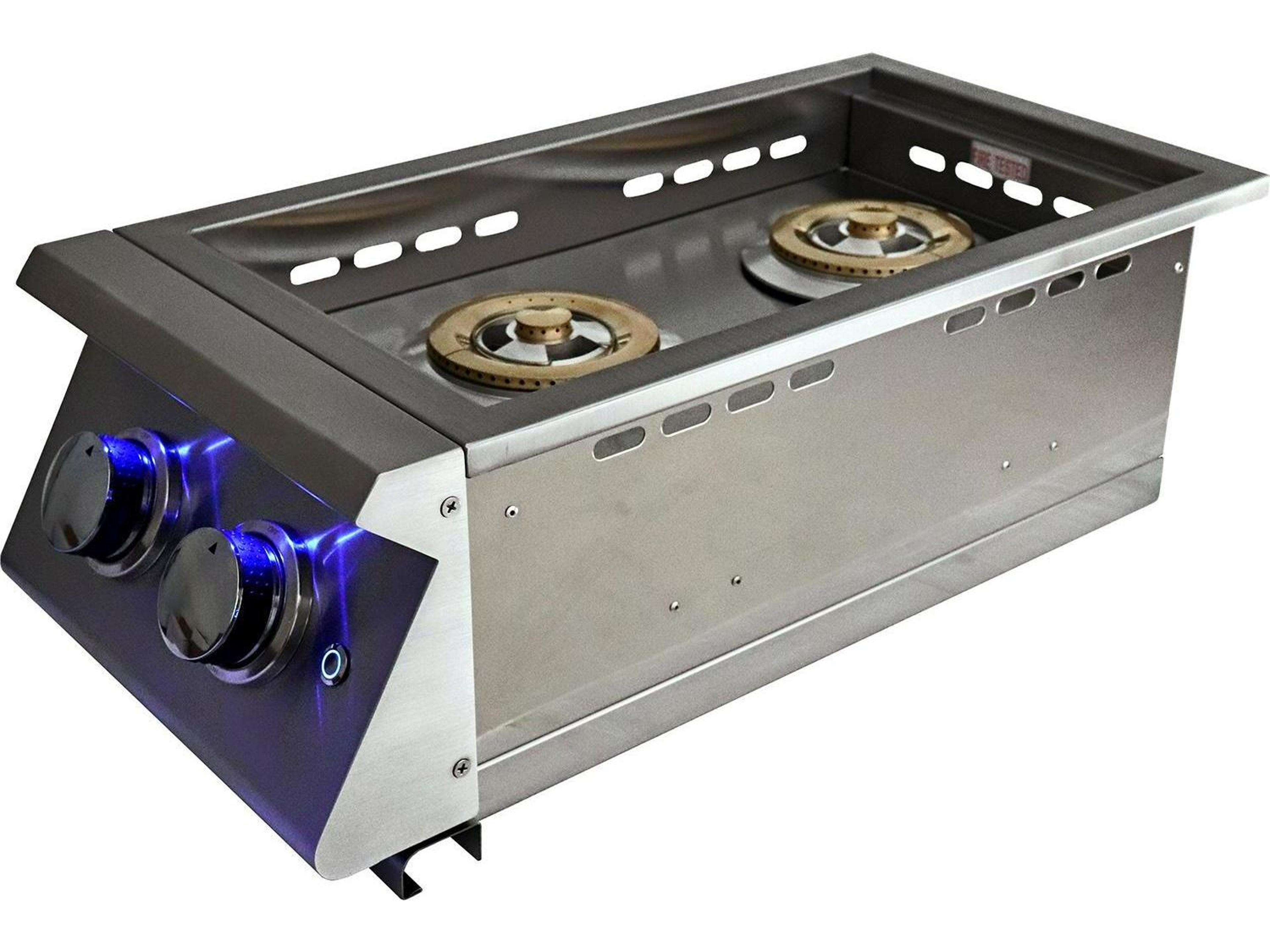 RCS Premier Series Built-In Propane Gas Double Side Burner with Blue LED Lights