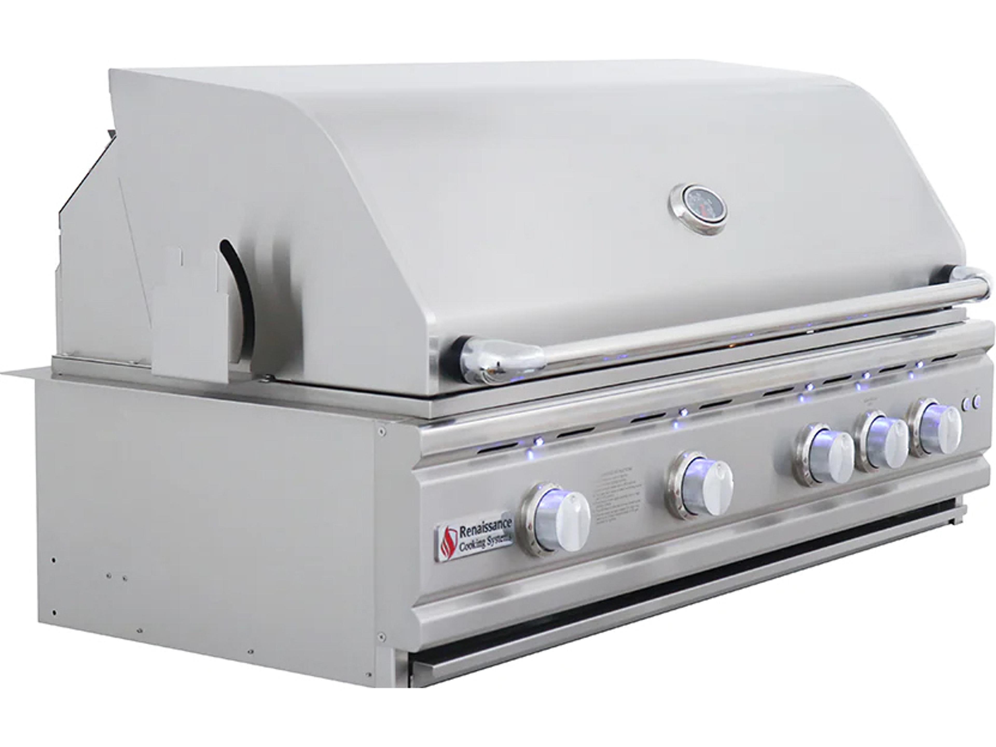 RCS Grills Stainless Steel 42" Cutlass Pro Grill with Rear Burner, Briquette Trays & Blue LEDs -