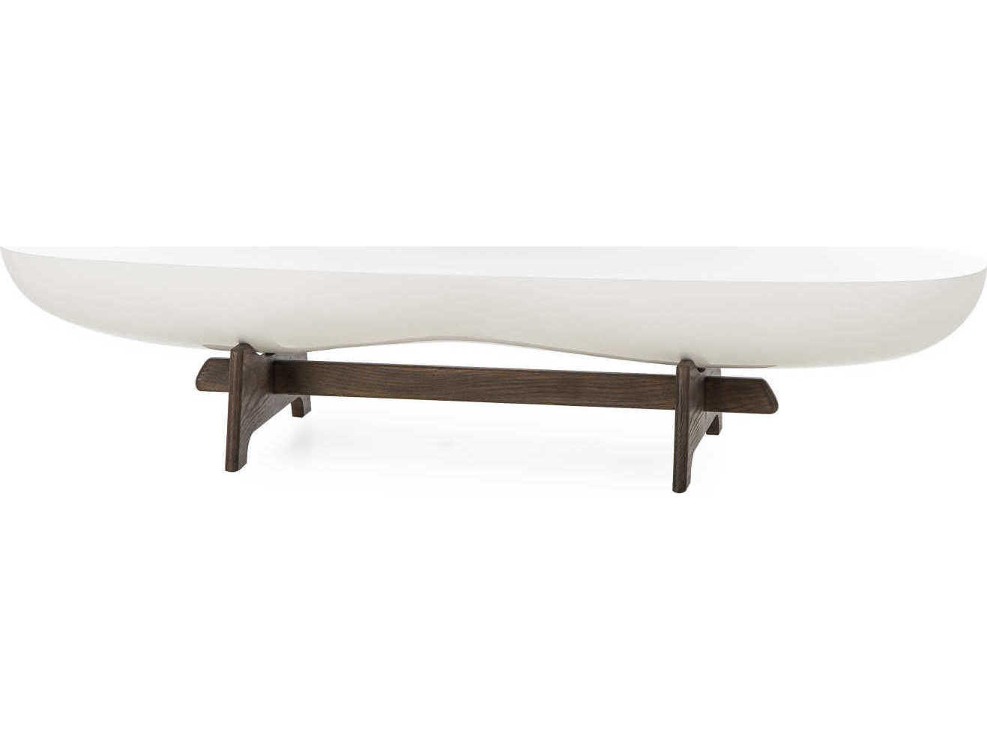 Danica Oval Wood White Acrylic Coffee Table