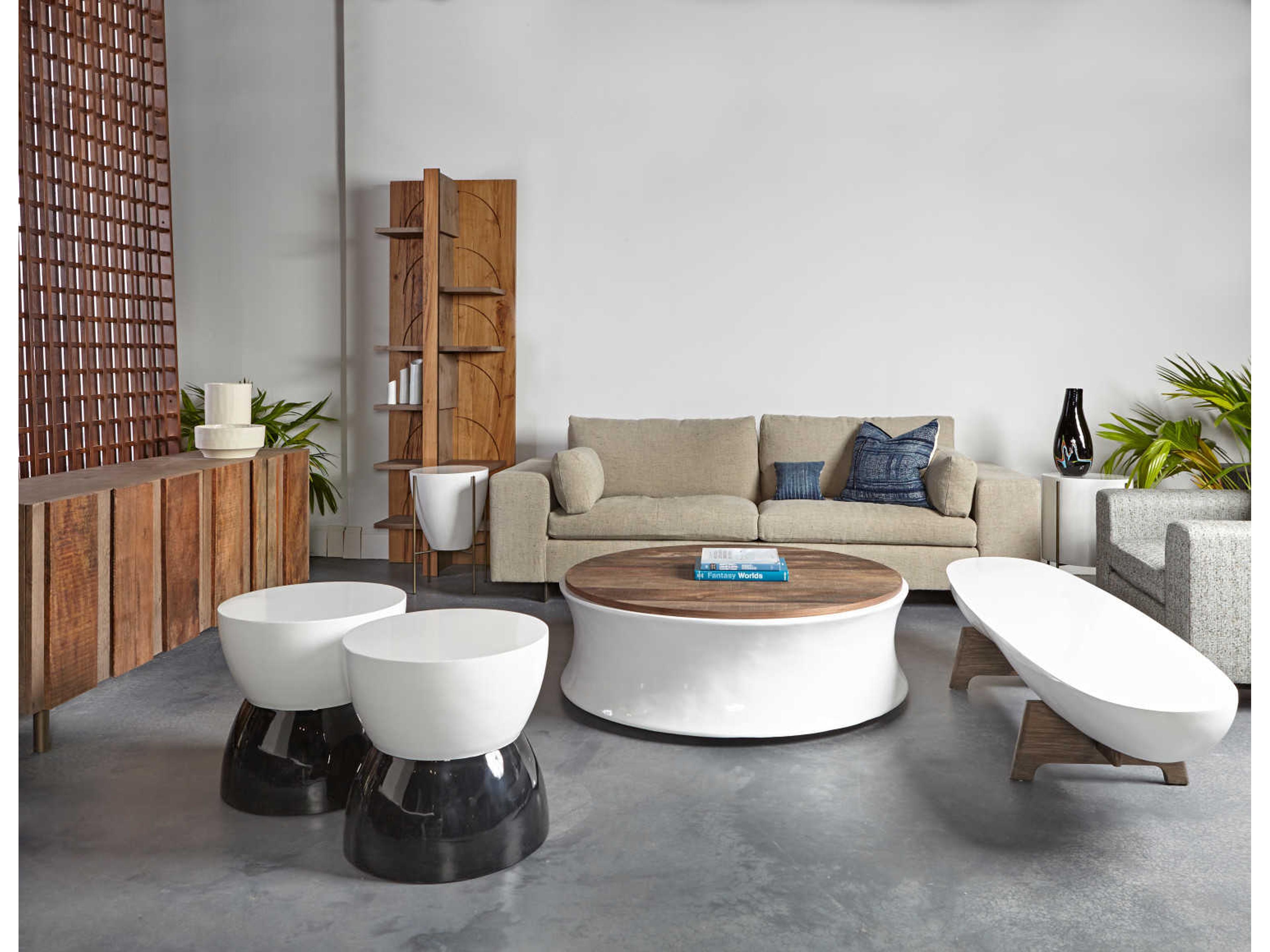 Sonder Living Danica Oval Wood White Acrylic Coffee Table