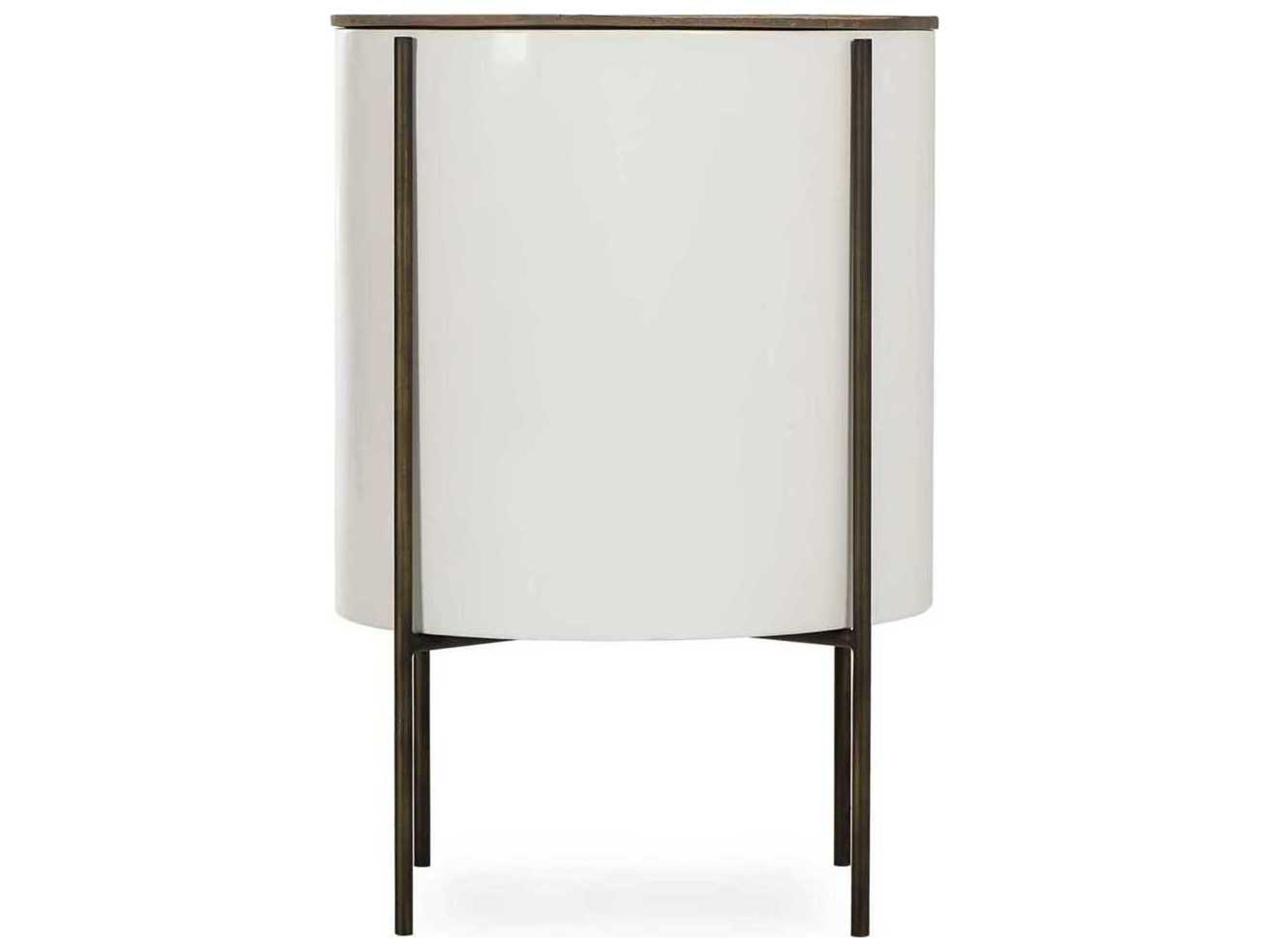 Sonder Living Danica Round Wood Natural Reclaimed Peroba & White Fiber Glass End Table