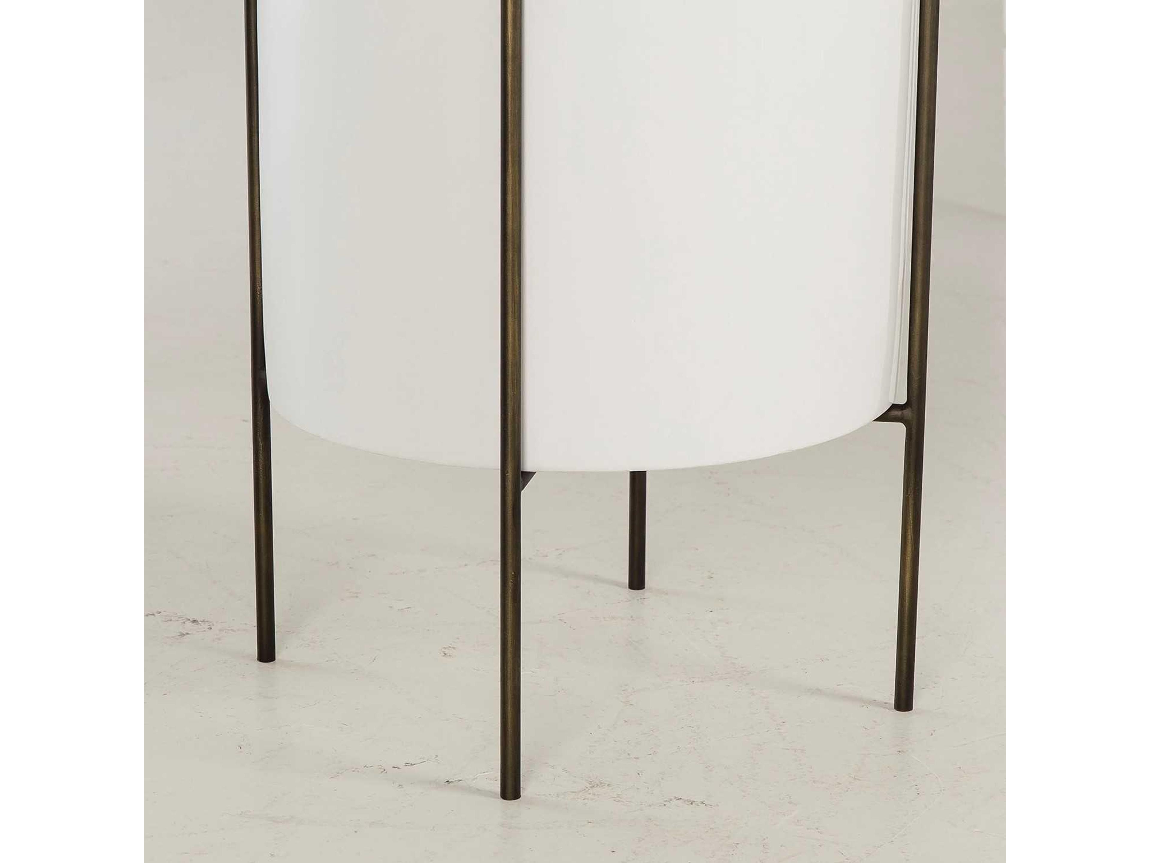 Sonder Living Danica Round Wood Natural Reclaimed Peroba & White Fiber Glass End Table