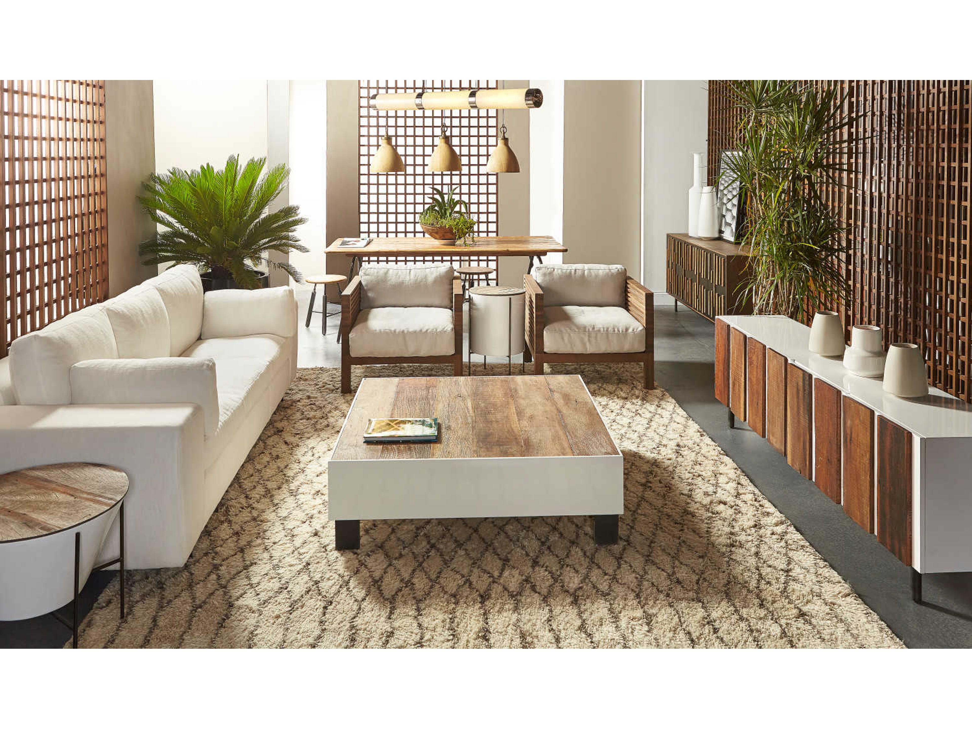 Sonder Living Danica Round Wood Natural Reclaimed Peroba & White Fiber Glass End Table