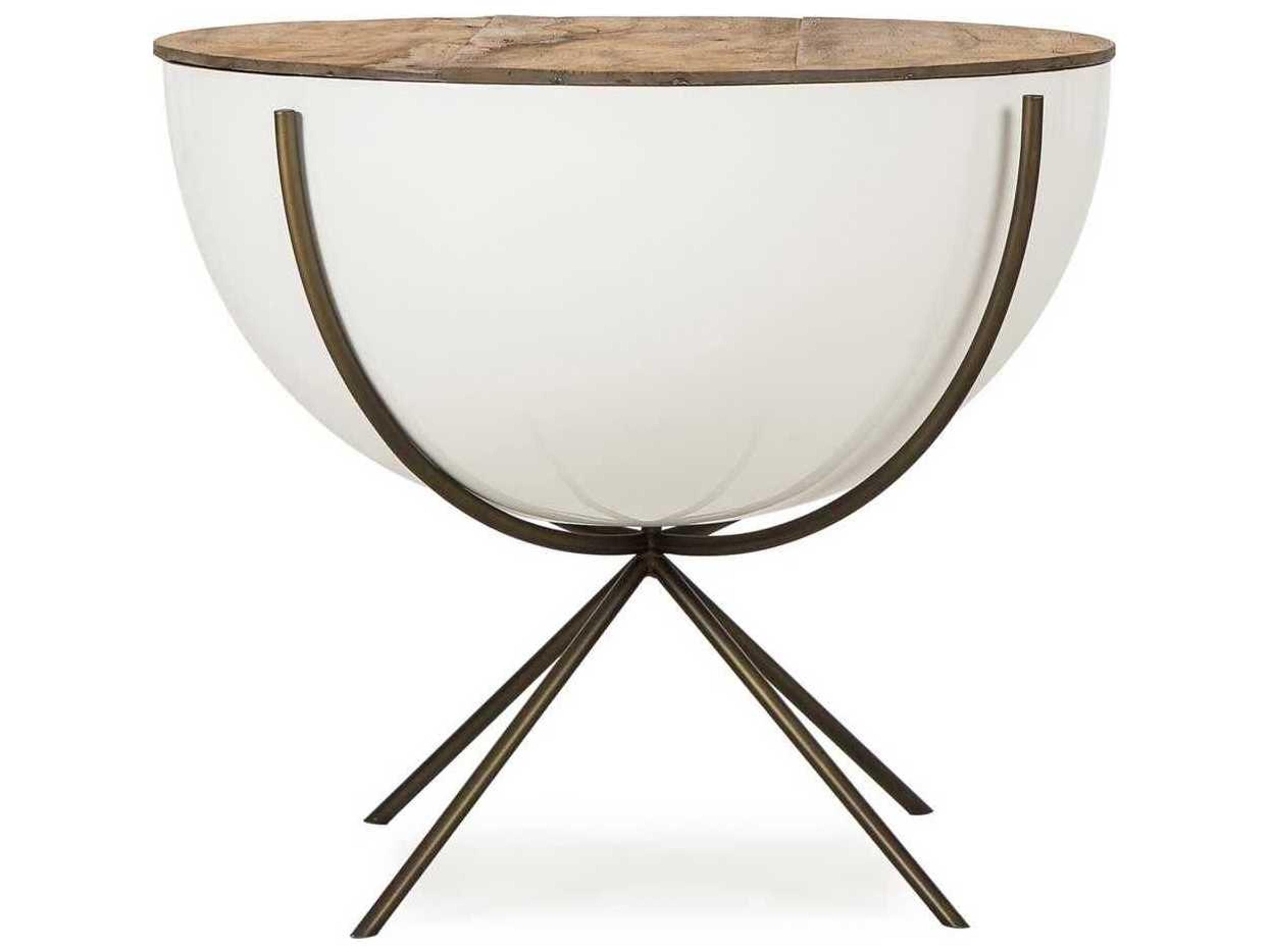 Sonder Living Danica Round Wood Natural & White Lacquer End Table