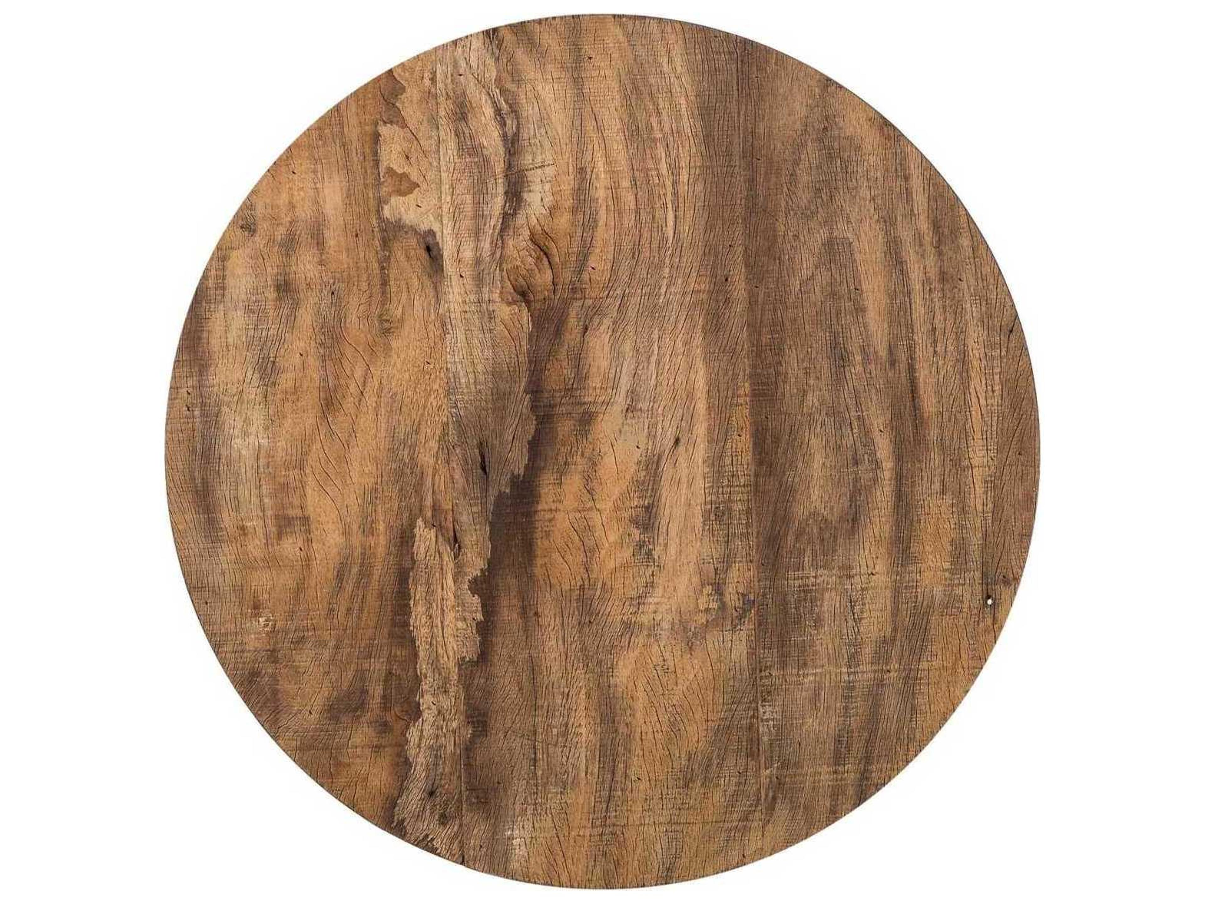 Sonder Living Danica Round Wood Natural & White Lacquer End Table