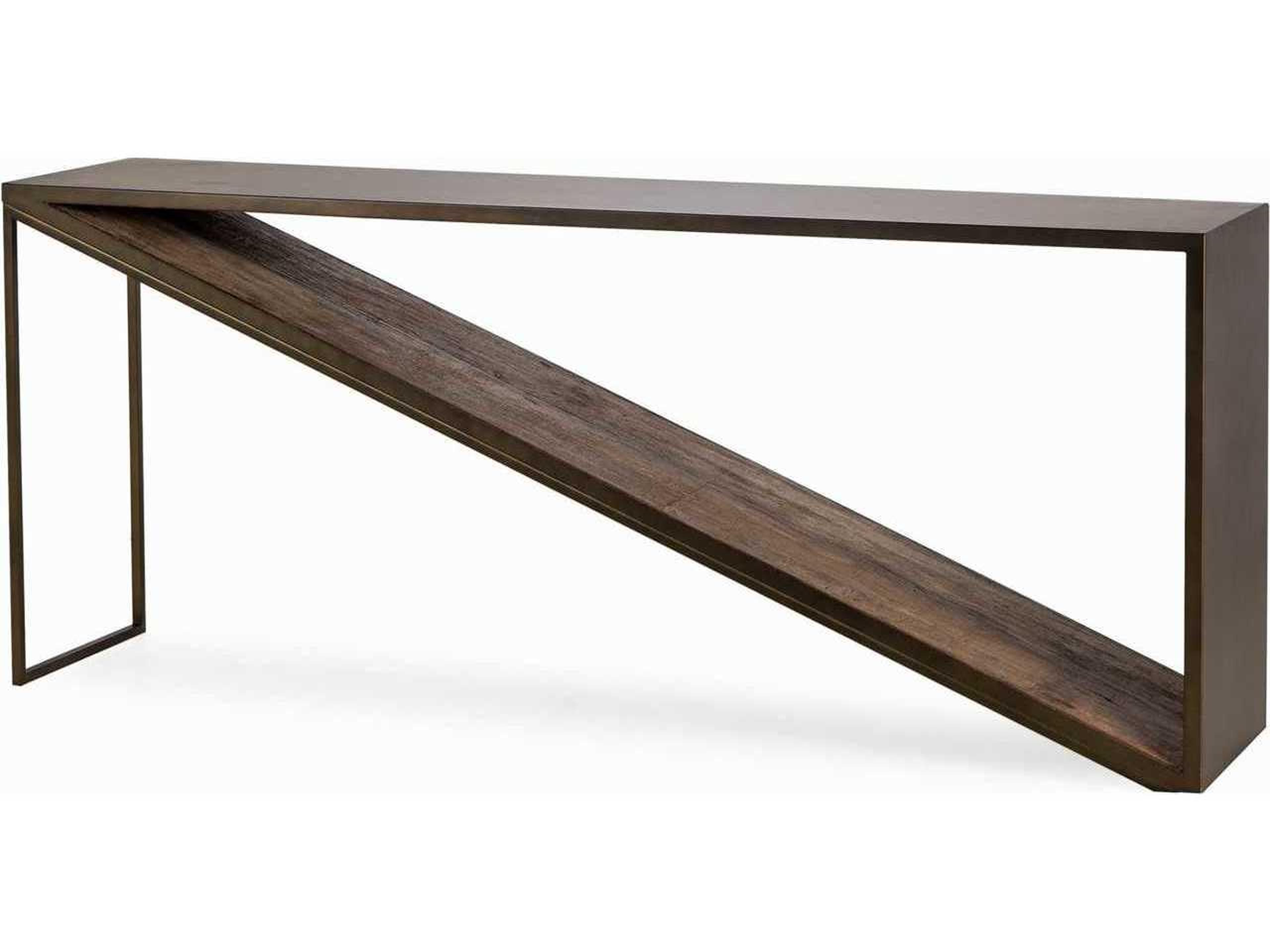 Sonder Living Triangle Rectangular Wood Peroba Console Table