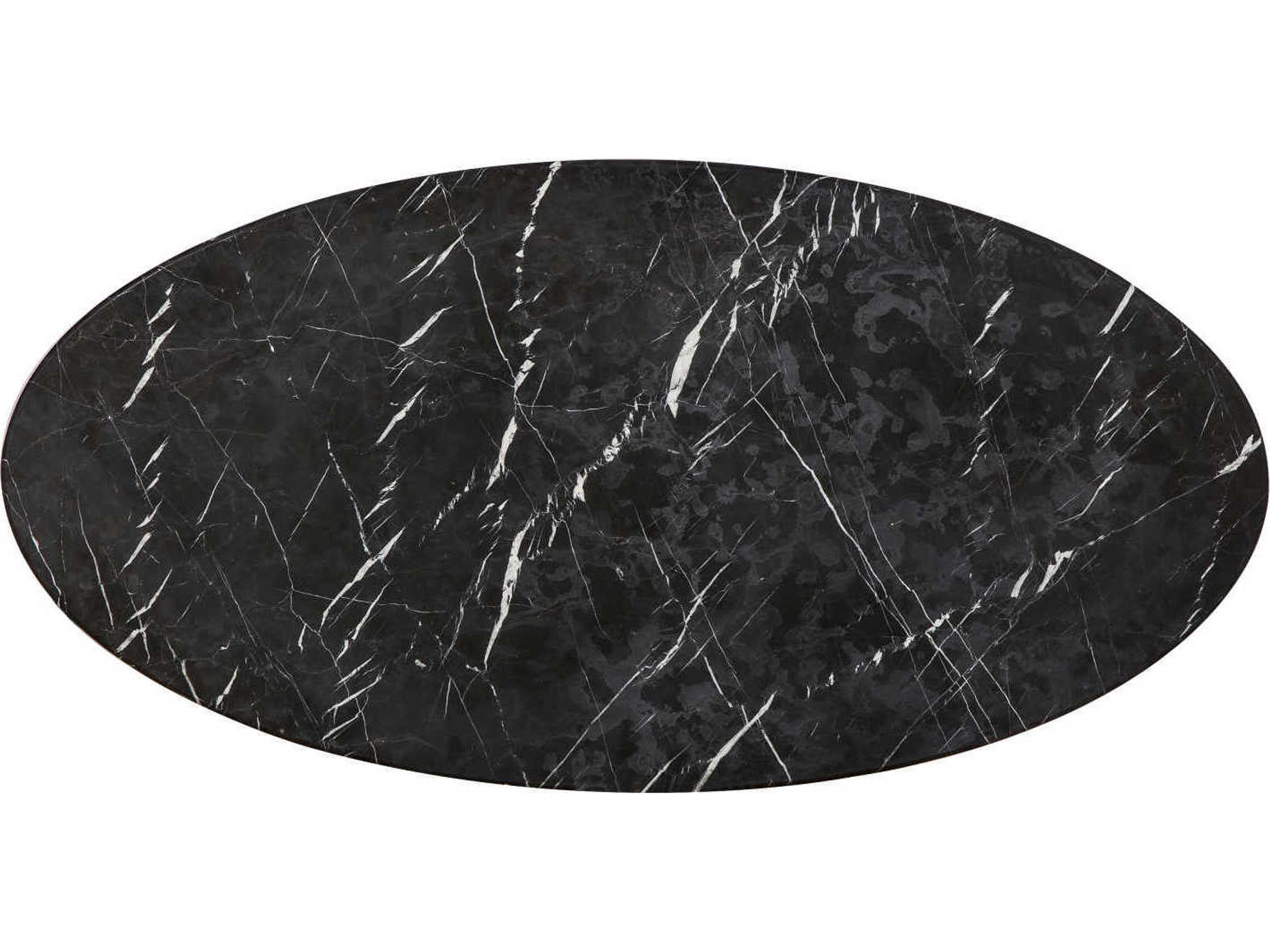 Sonder Living Olivia Oval Black Marble With Reclaimed French Oak Solids & Steel Coffee Table