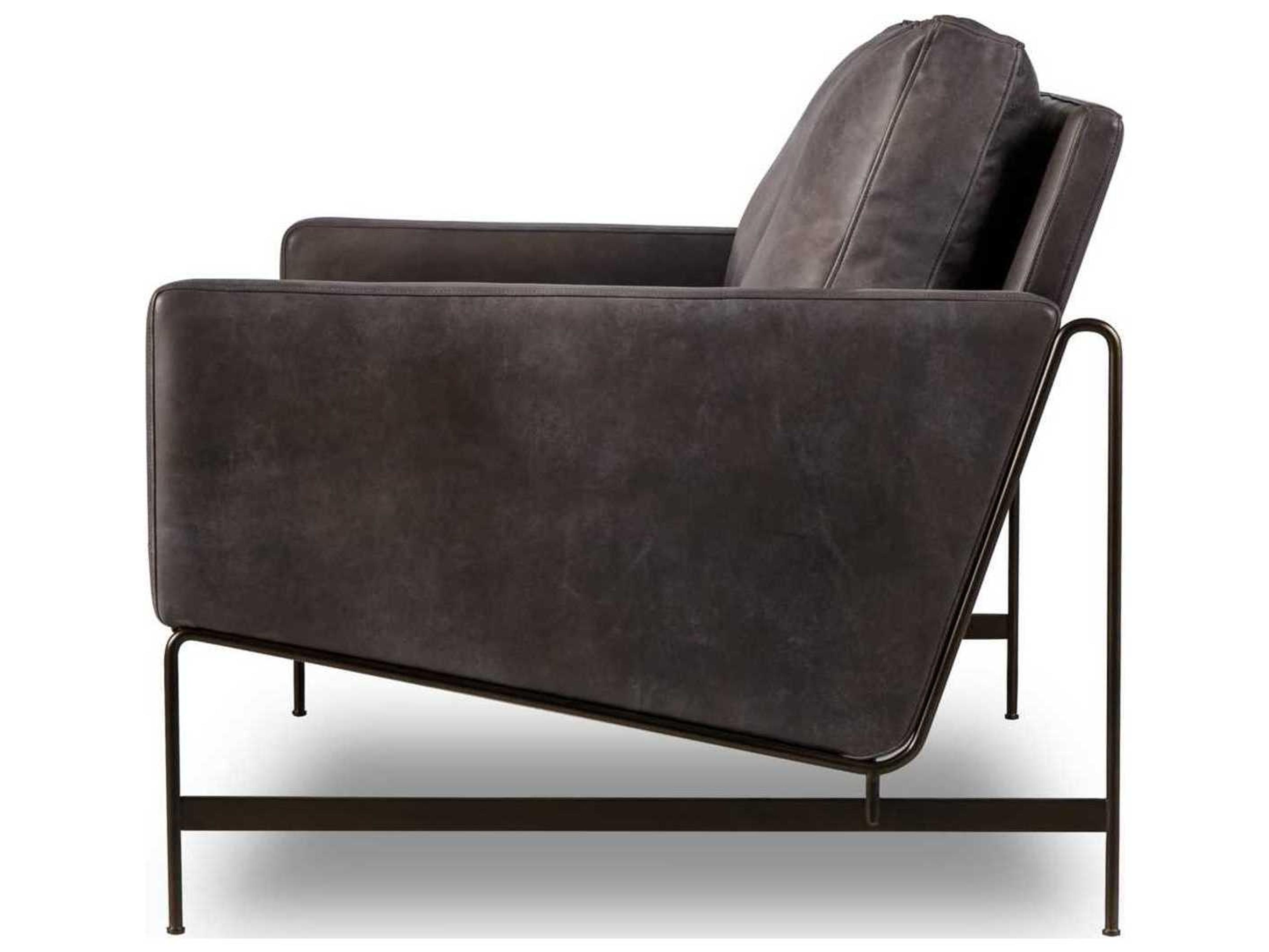 Sonder Living Vanessa Destroyed Black Leather Brown Upholstered Loveseat