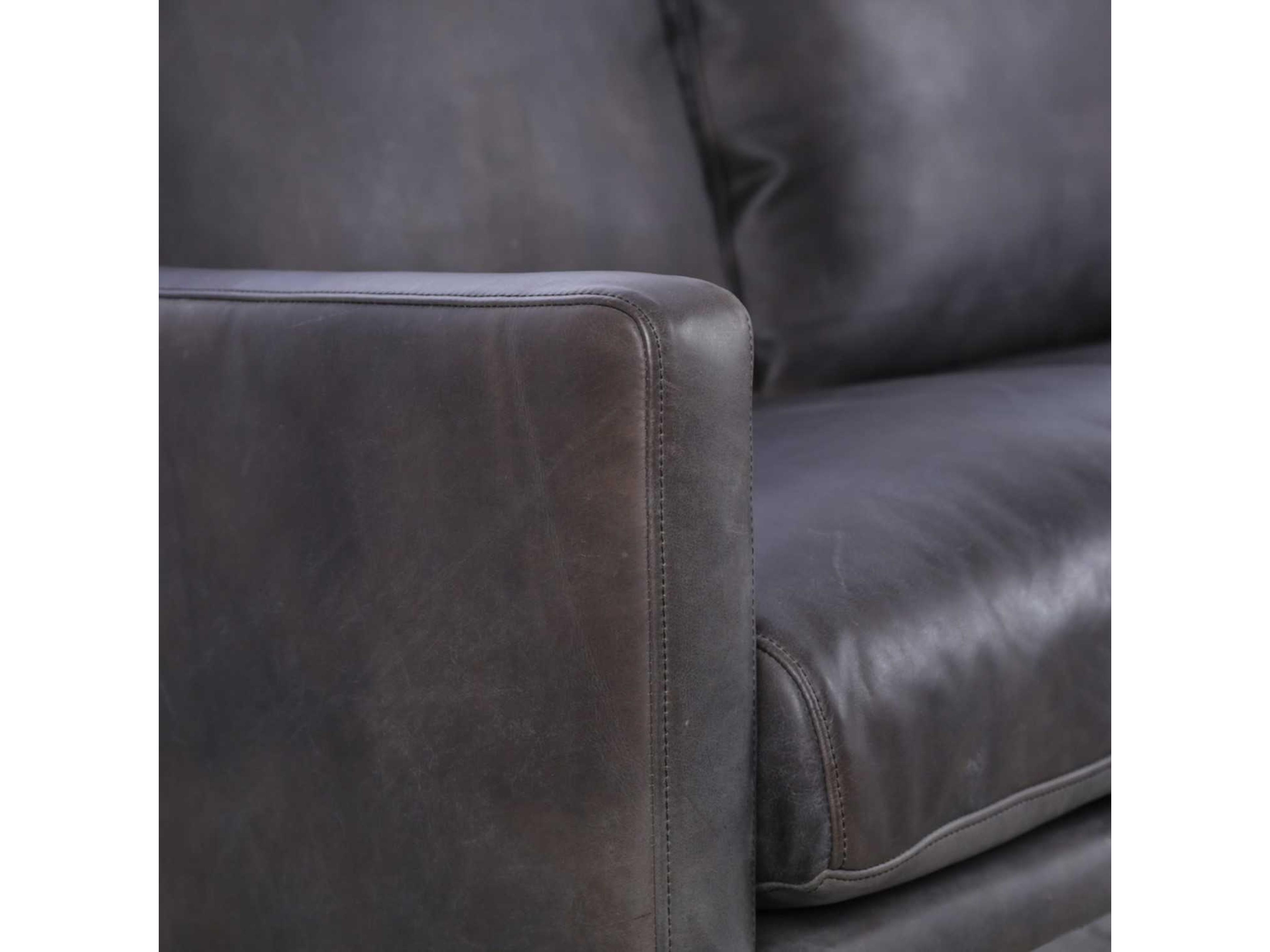 Sonder Living Vanessa Destroyed Black Leather Brown Upholstered Loveseat