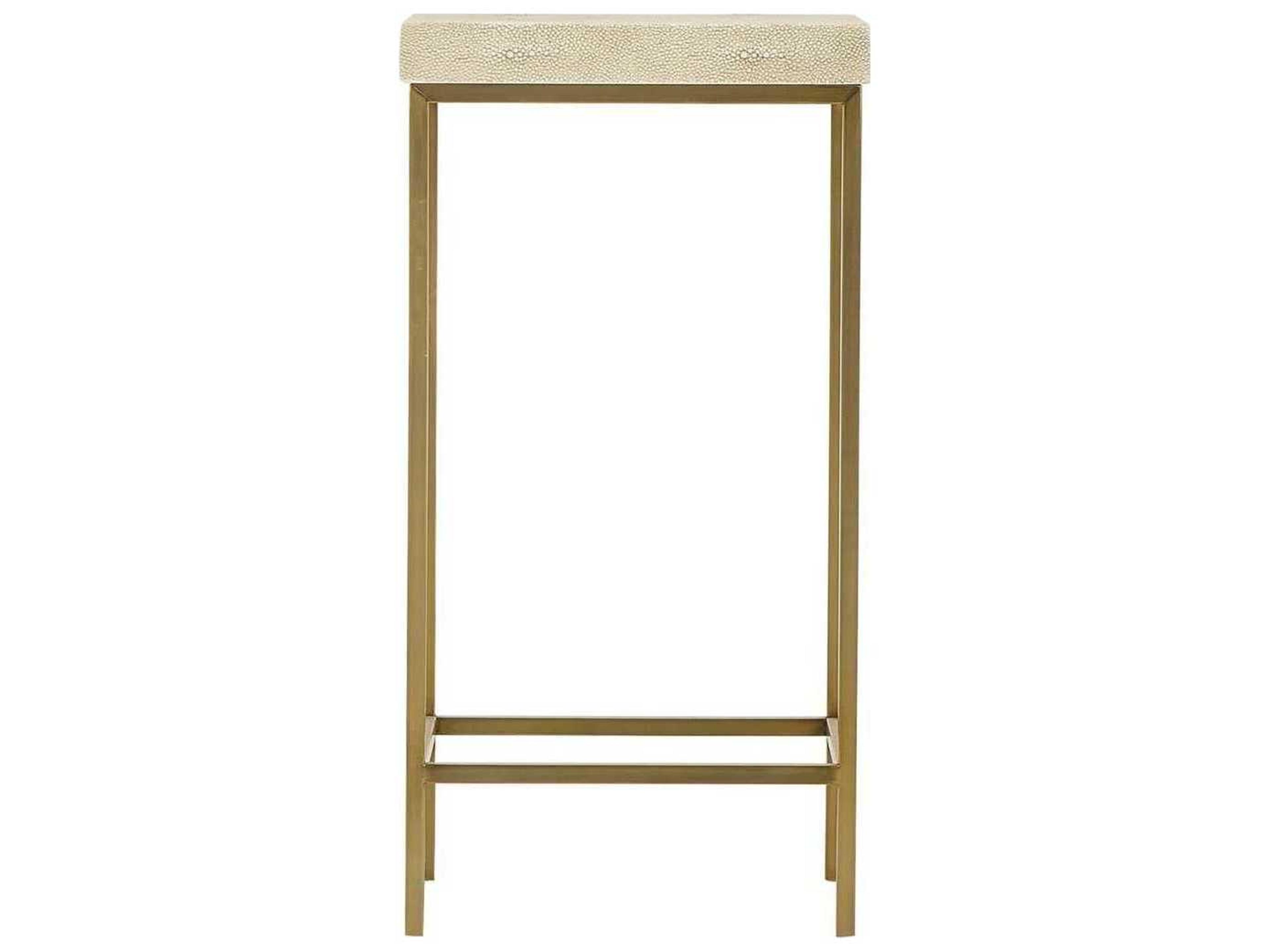 Sonder Living Mallory Round Faux Leather Linen Shagreen With Satin Brass End Table