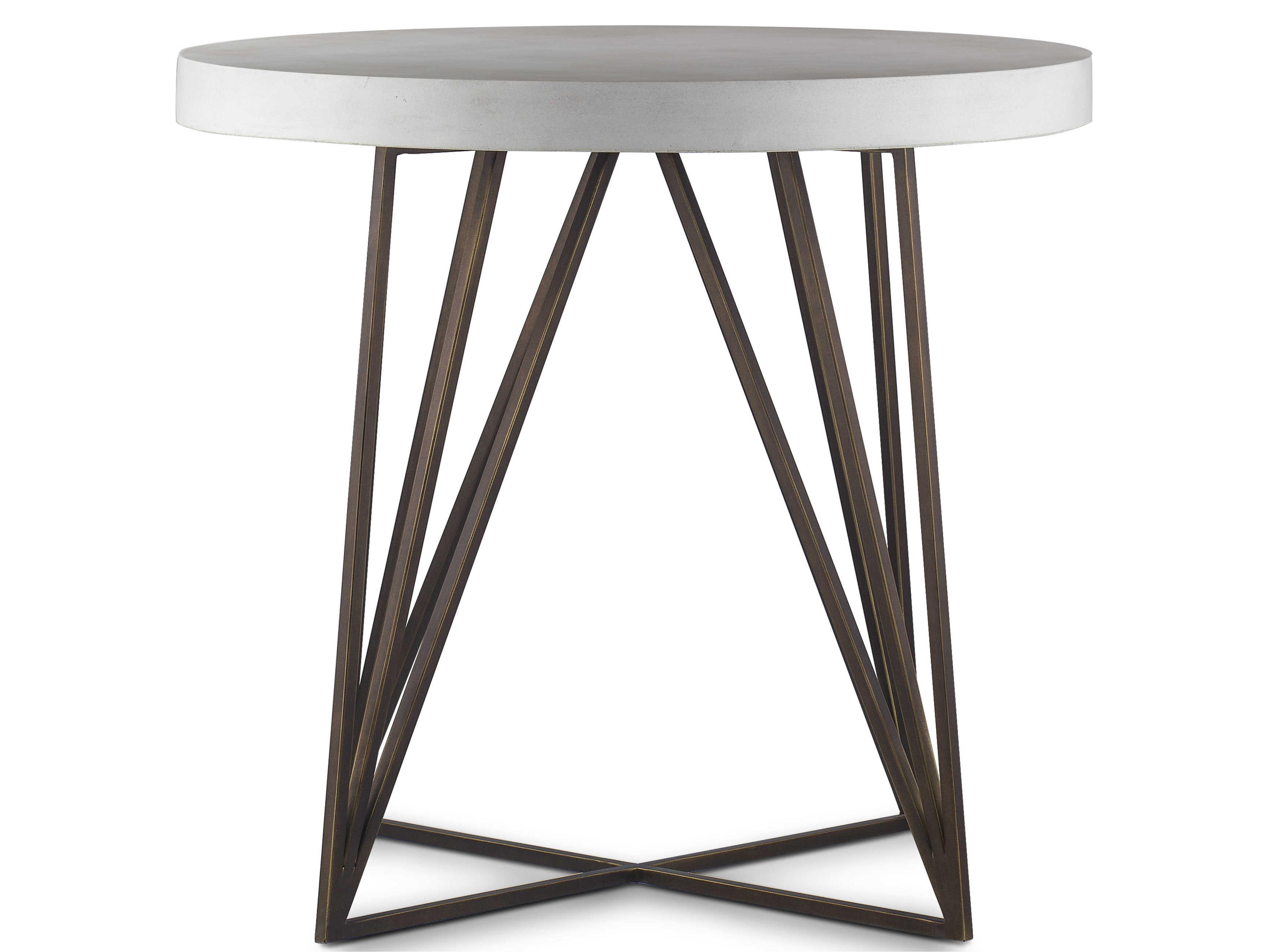 Sonder Living Round Wood Brown Ivory End Table