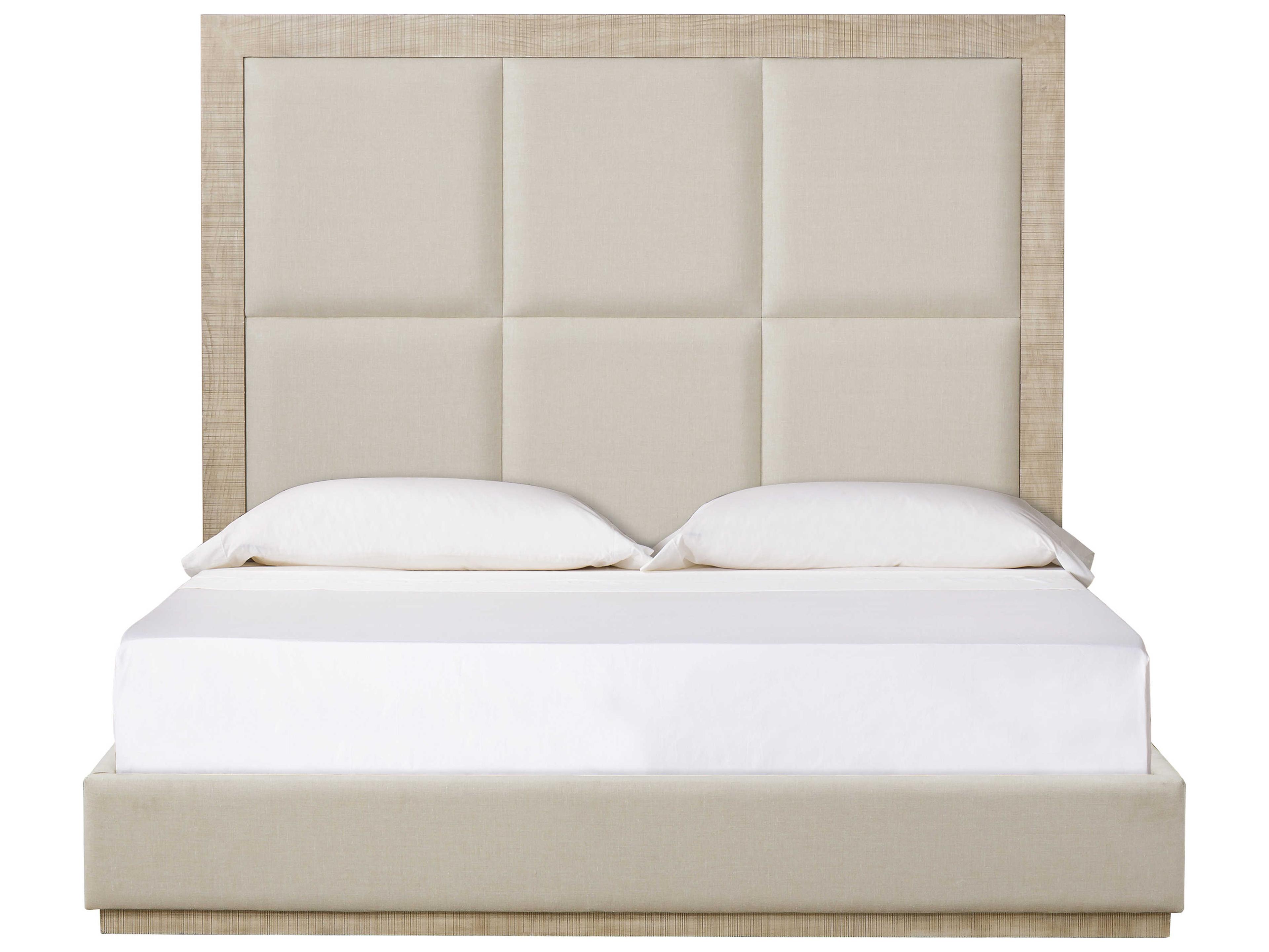 Sonder Living Beige Poplar Wood Upholstered King Platform Bed