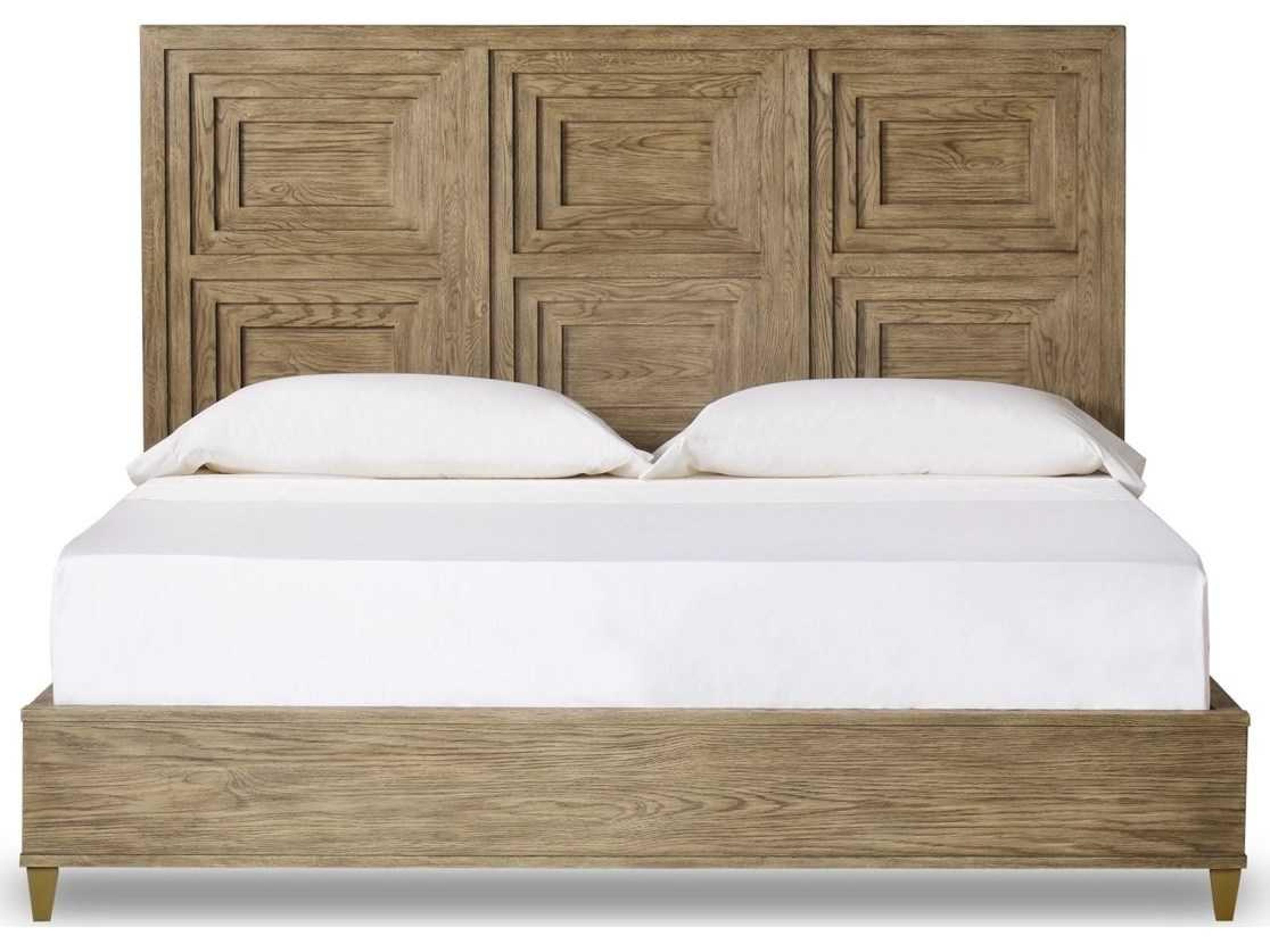 Sonder Living Pebble Grey Brown Oak Wood King Platform Bed