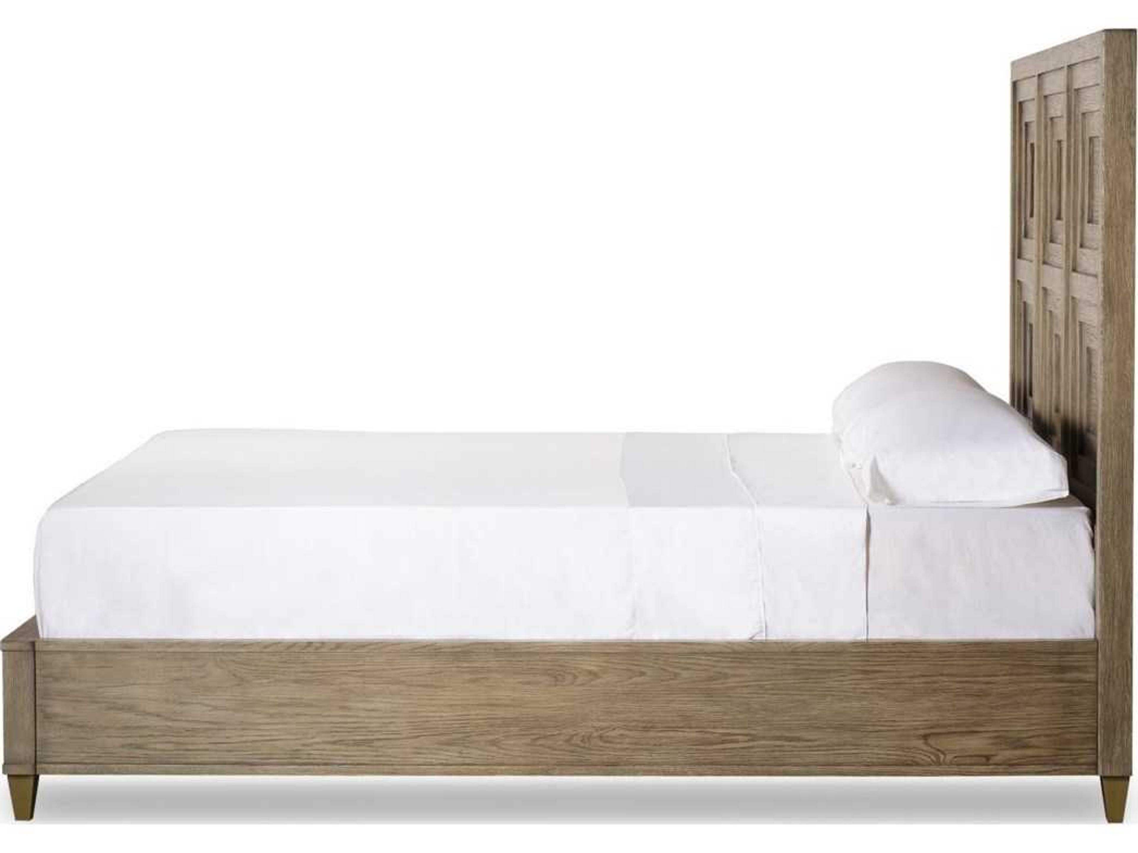 Sonder Living Pebble Grey Brown Oak Wood King Platform Bed