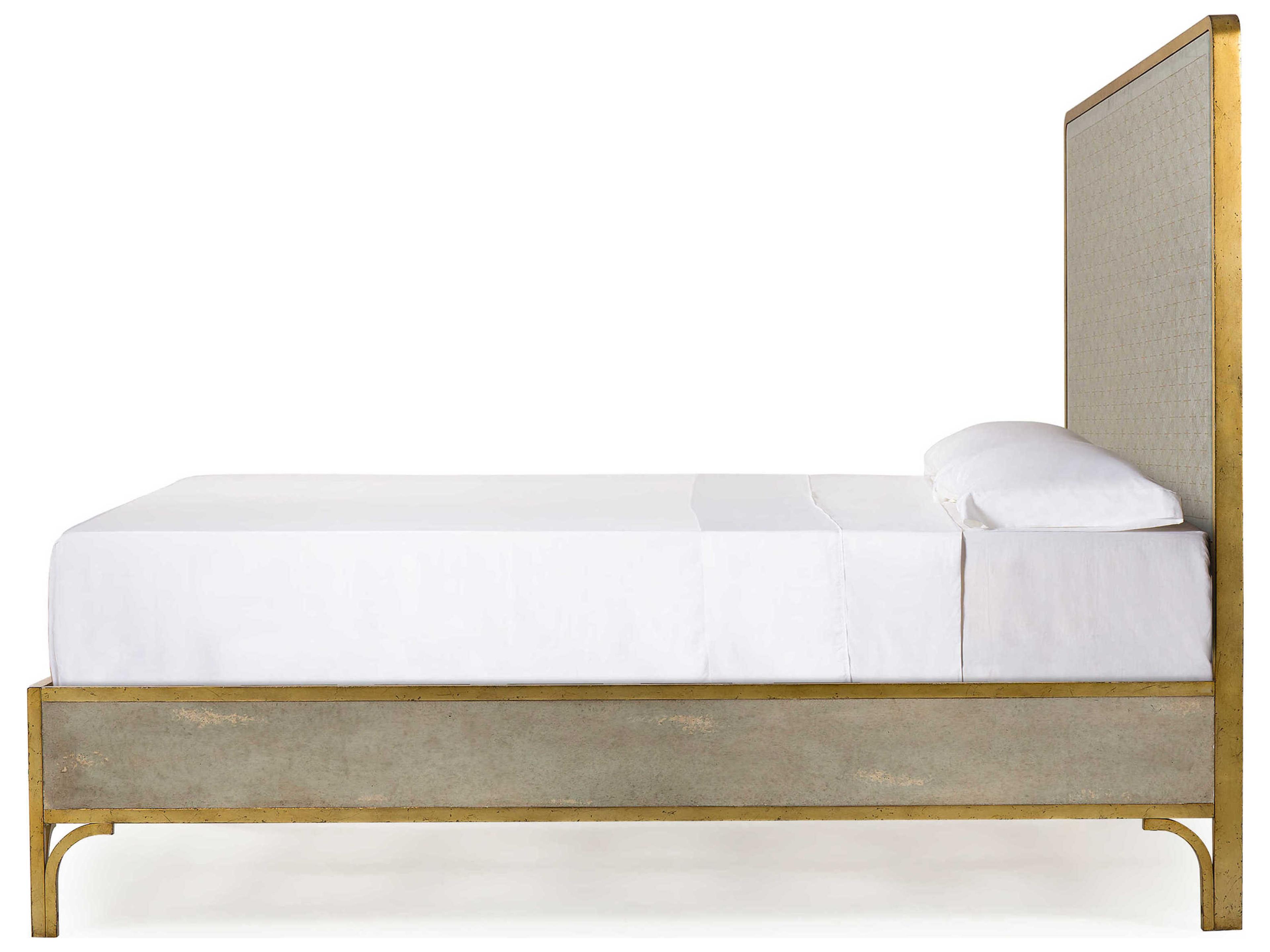 Sonder Living Gilded Glass With Eglomise & Gold Silver Beech Wood Queen Platform Bed
