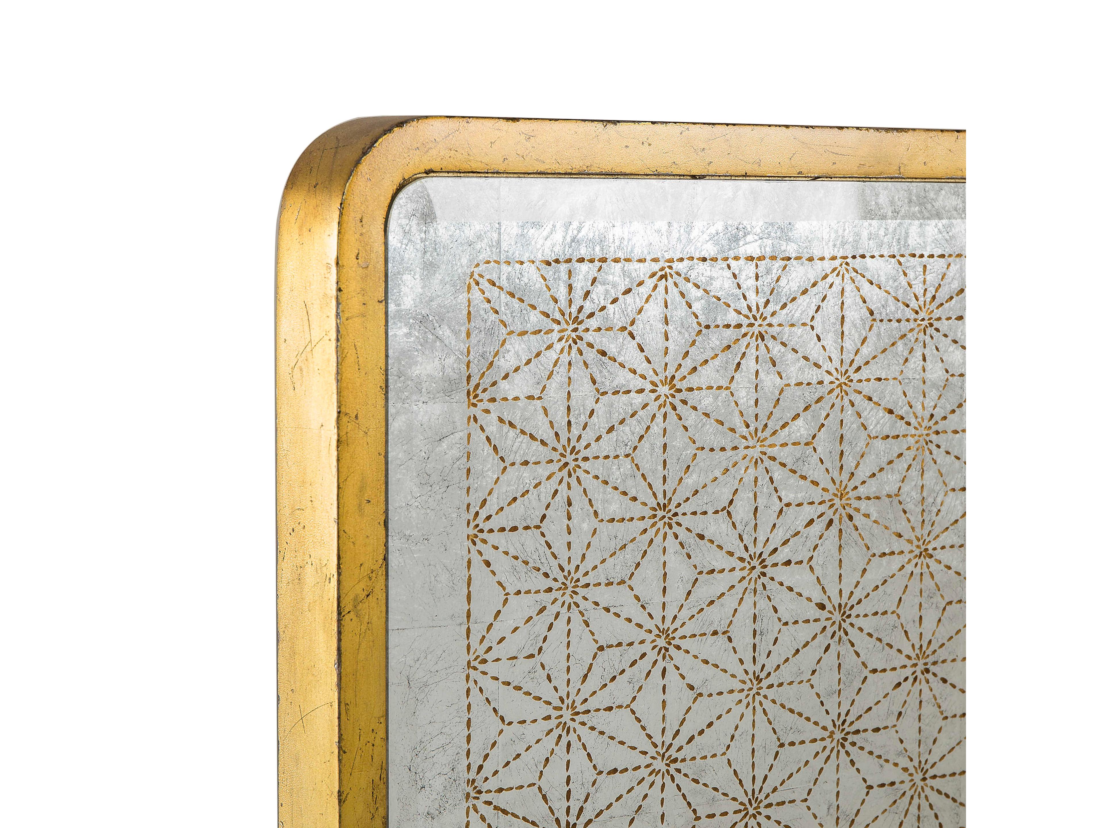 Sonder Living Gilded Glass With Eglomise & Gold Silver Beech Wood Queen Platform Bed