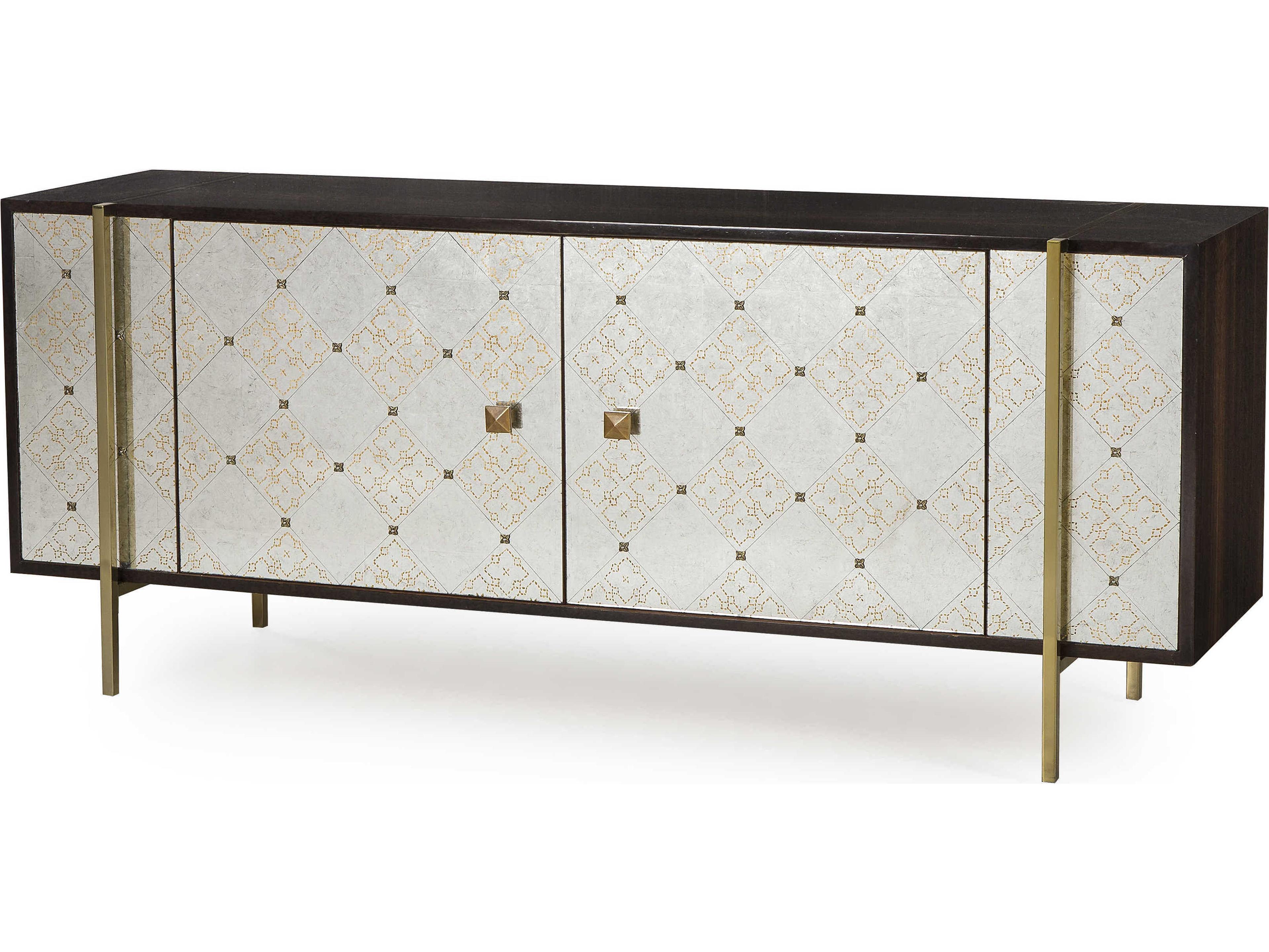 Ardian Credenza Smoked Eucalyptus with Ornate Eglomise and Antique Brass