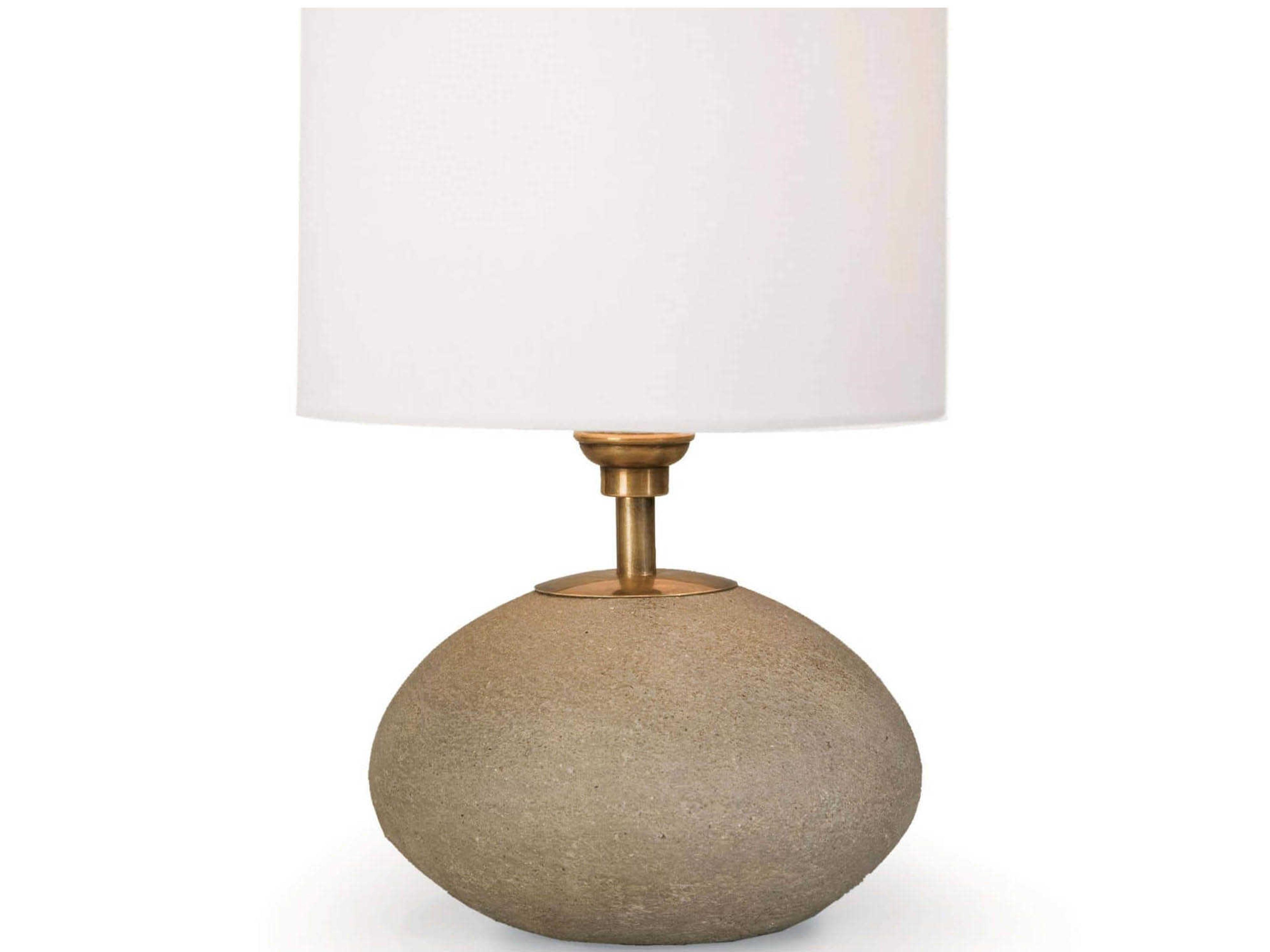Regina Andrew Concrete Mini Orb Natural with Polished Brass With Linen Gray Table Lamp