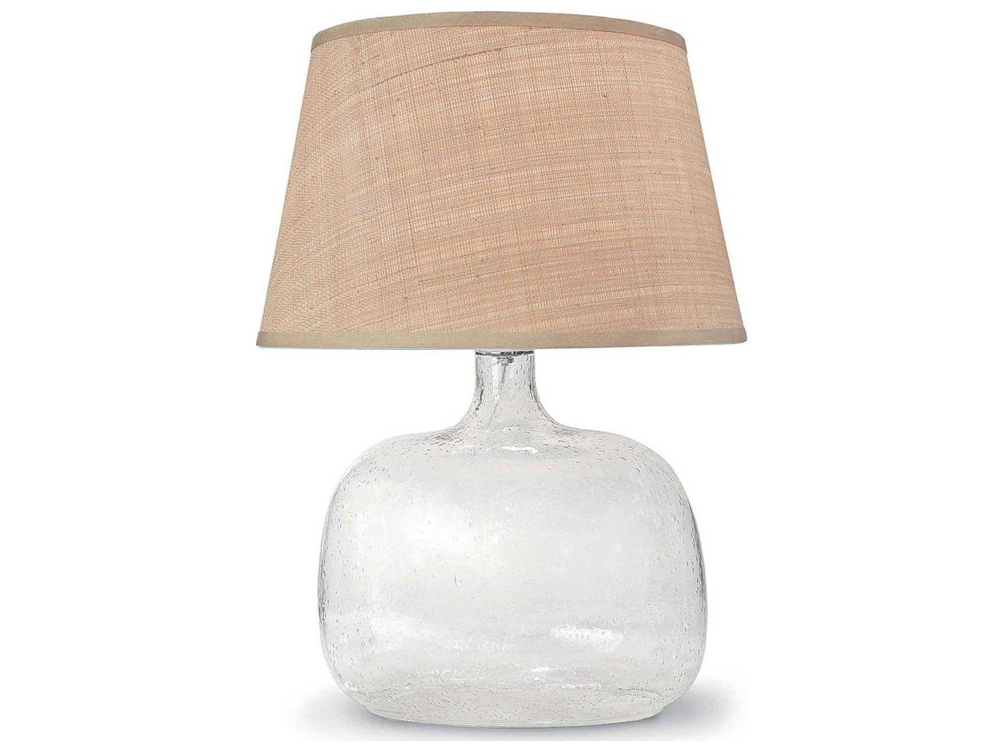 Seeded Oval Glass Table Lamp Sedona Natural Rattan Shade