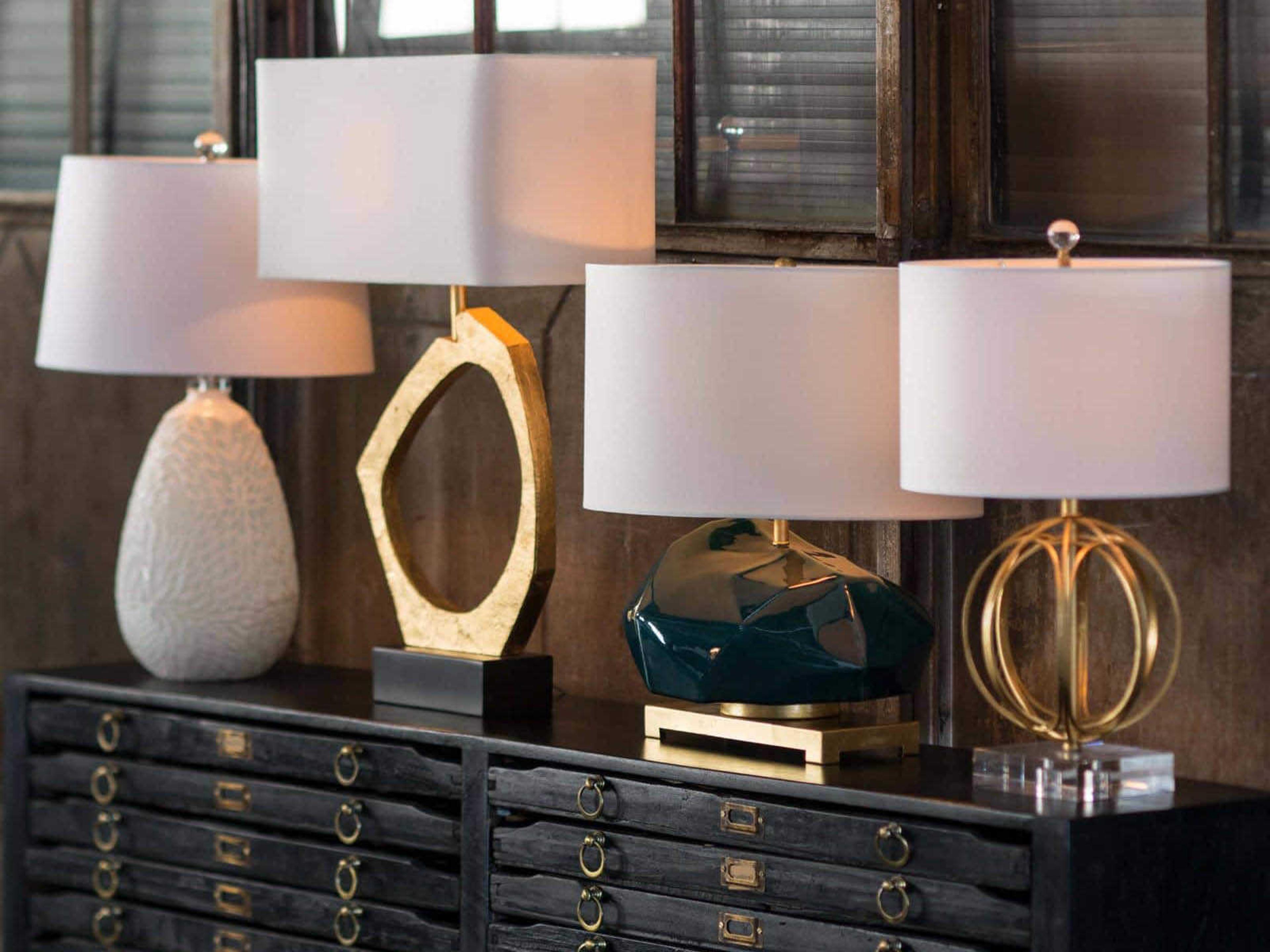 Regina Andrew Manhattan Gold Leaf Linen Buffet Lamp