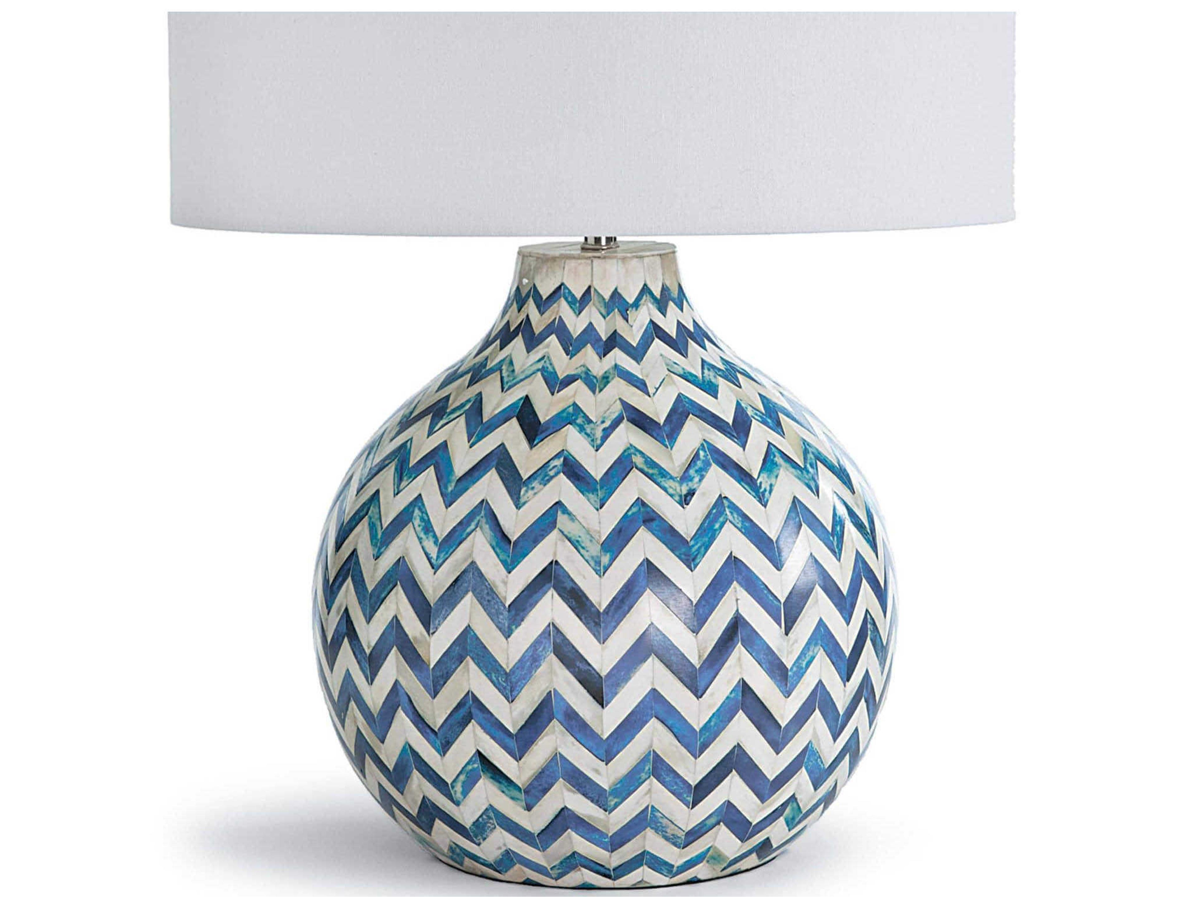 Regina Andrew Chevron Bone Indigo Linen Blue Buffet Lamp