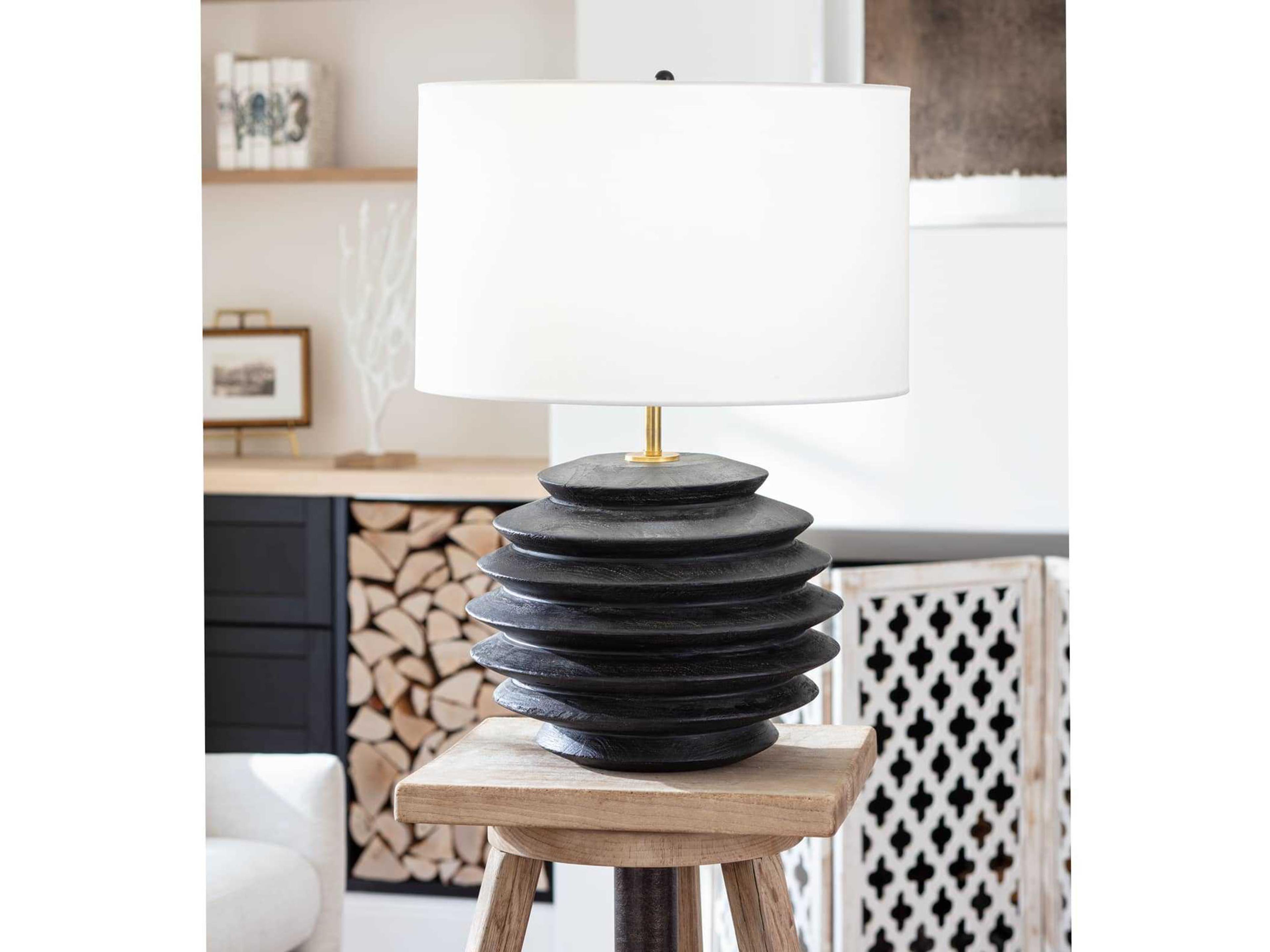 Regina Andrew Accordion Ebony Polished Brass Black Buffet Lamp