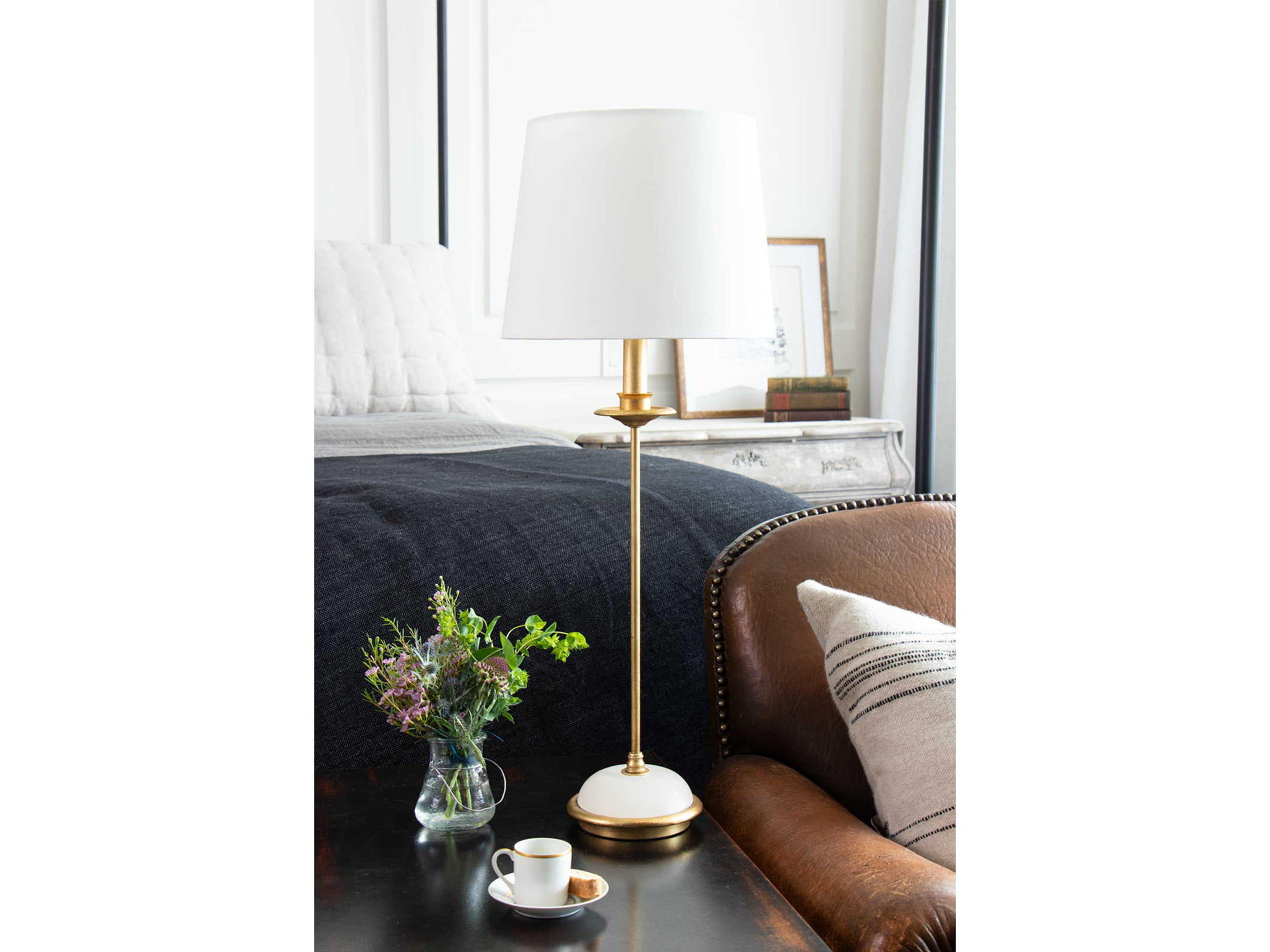 Regina Andrew Fisher Gold Leaf Polished Brass Buffet Lamp