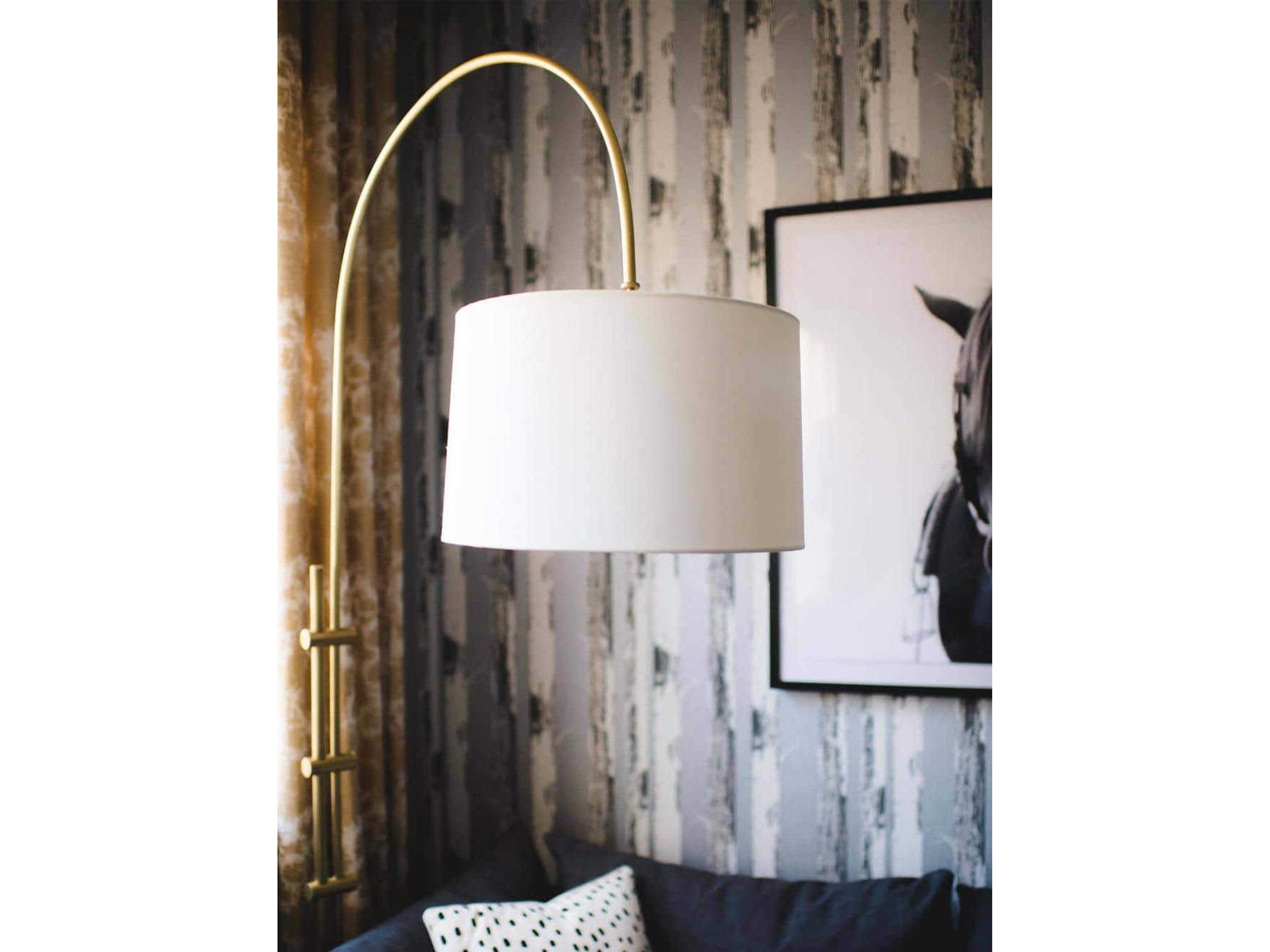 Regina Andrew Arc Natural Brass Linen Floor Lamp