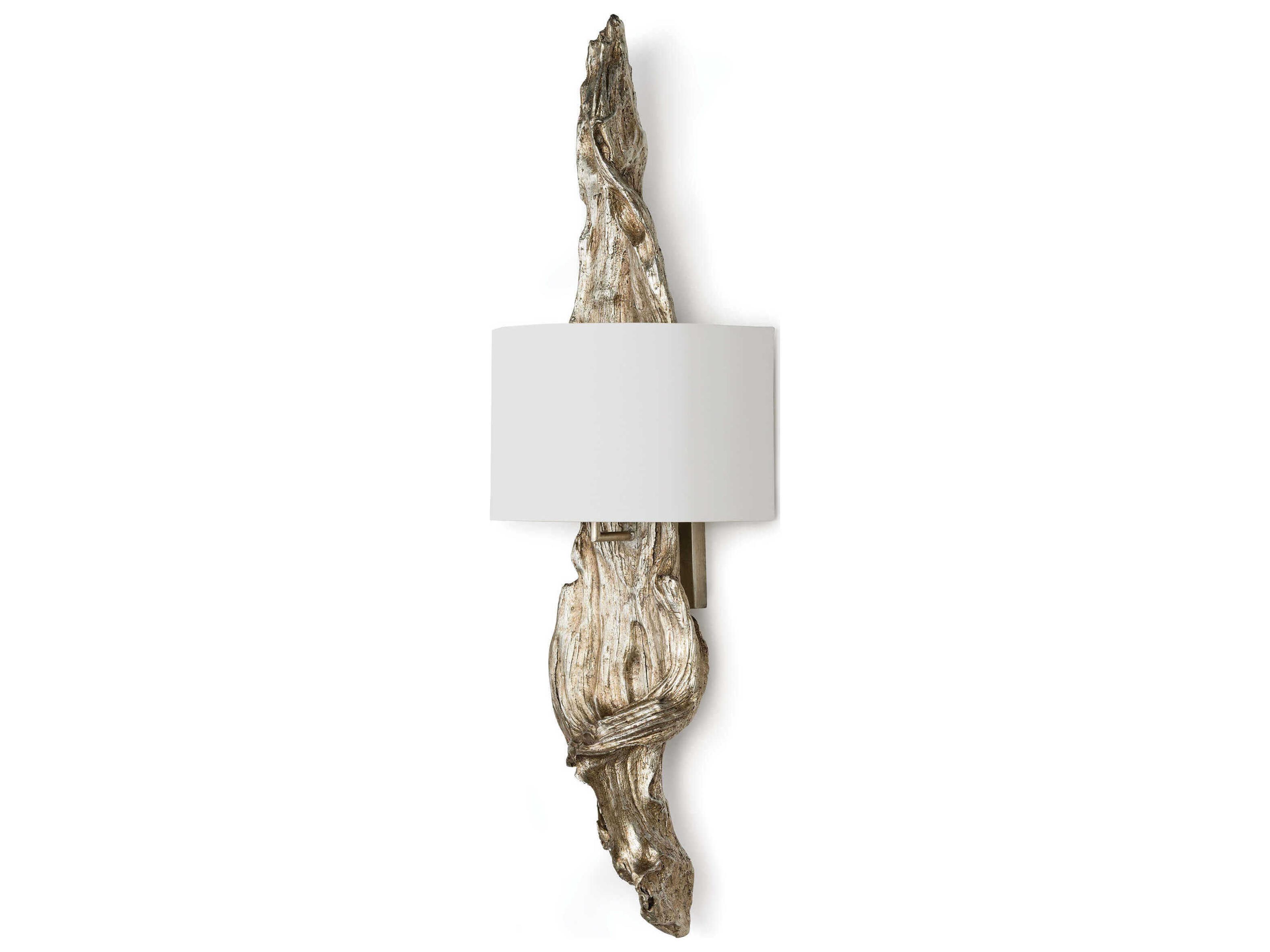 Driftwood Wall Sconce Ambered Silver Leaf Tall