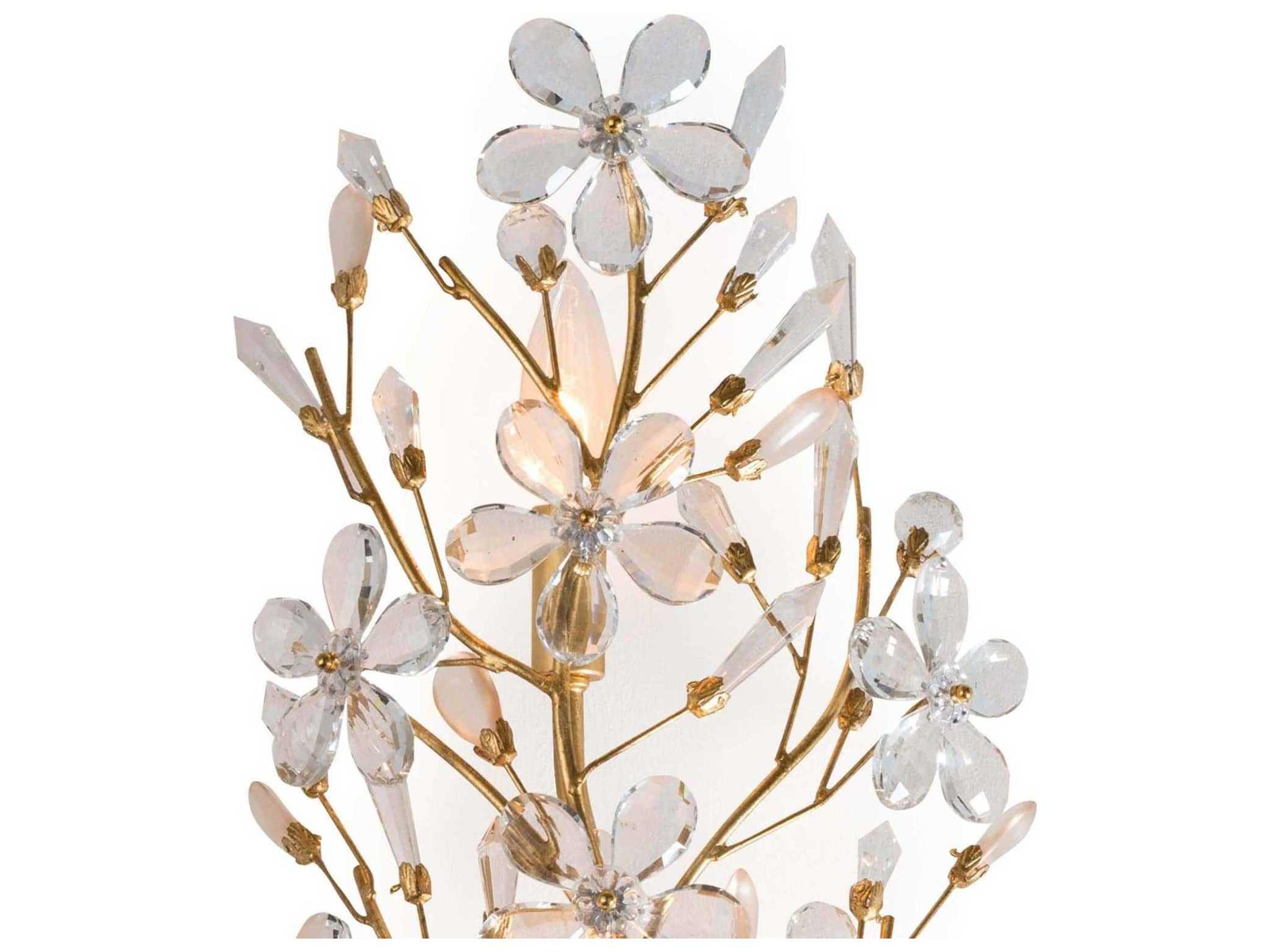 Regina Andrew Cheshire 4-Light Gold Leaf Crystal Wall Sconce
