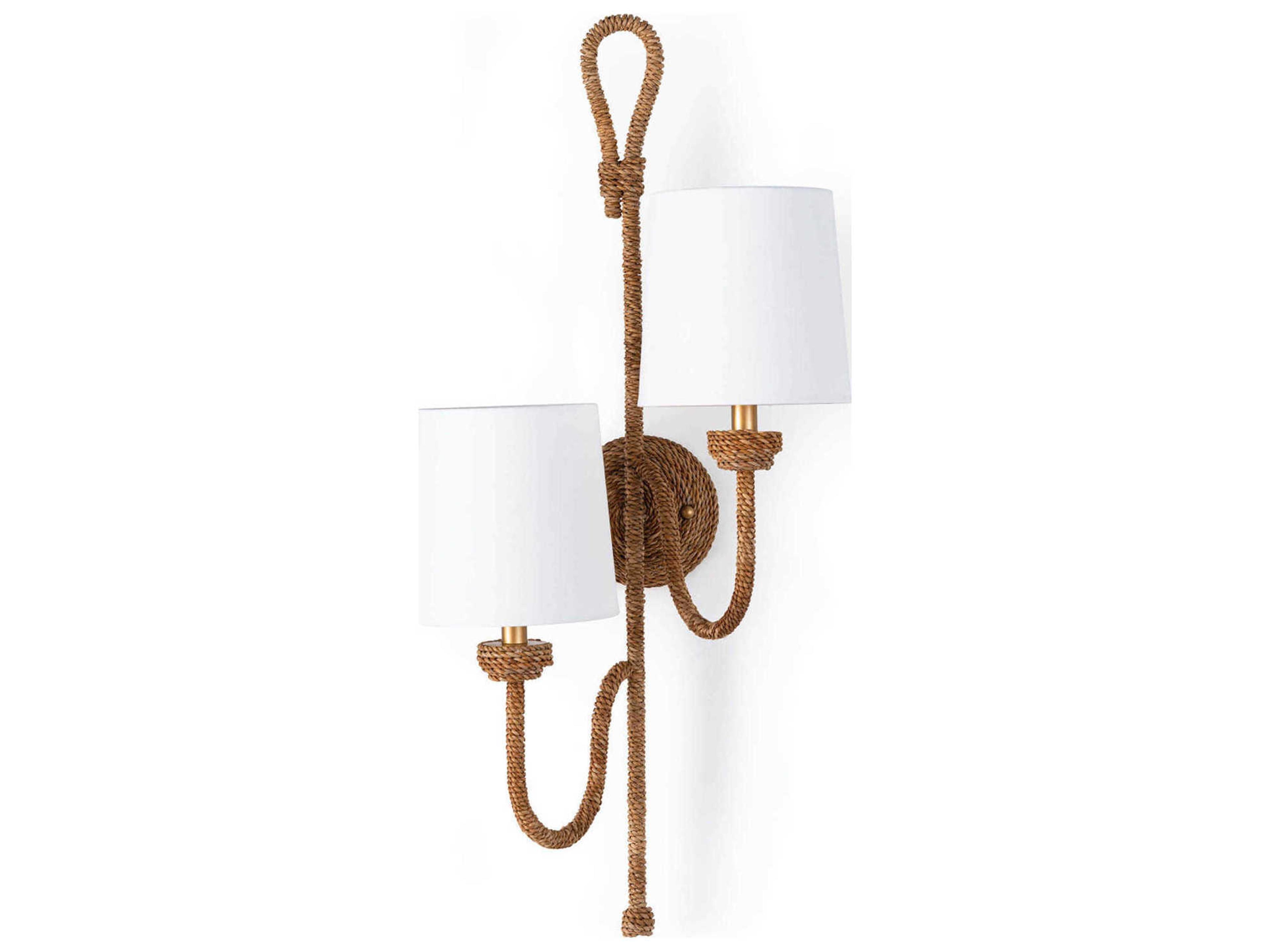 Regina Andrew 2-Light Natural Polished Brass Brown Wall Sconce
