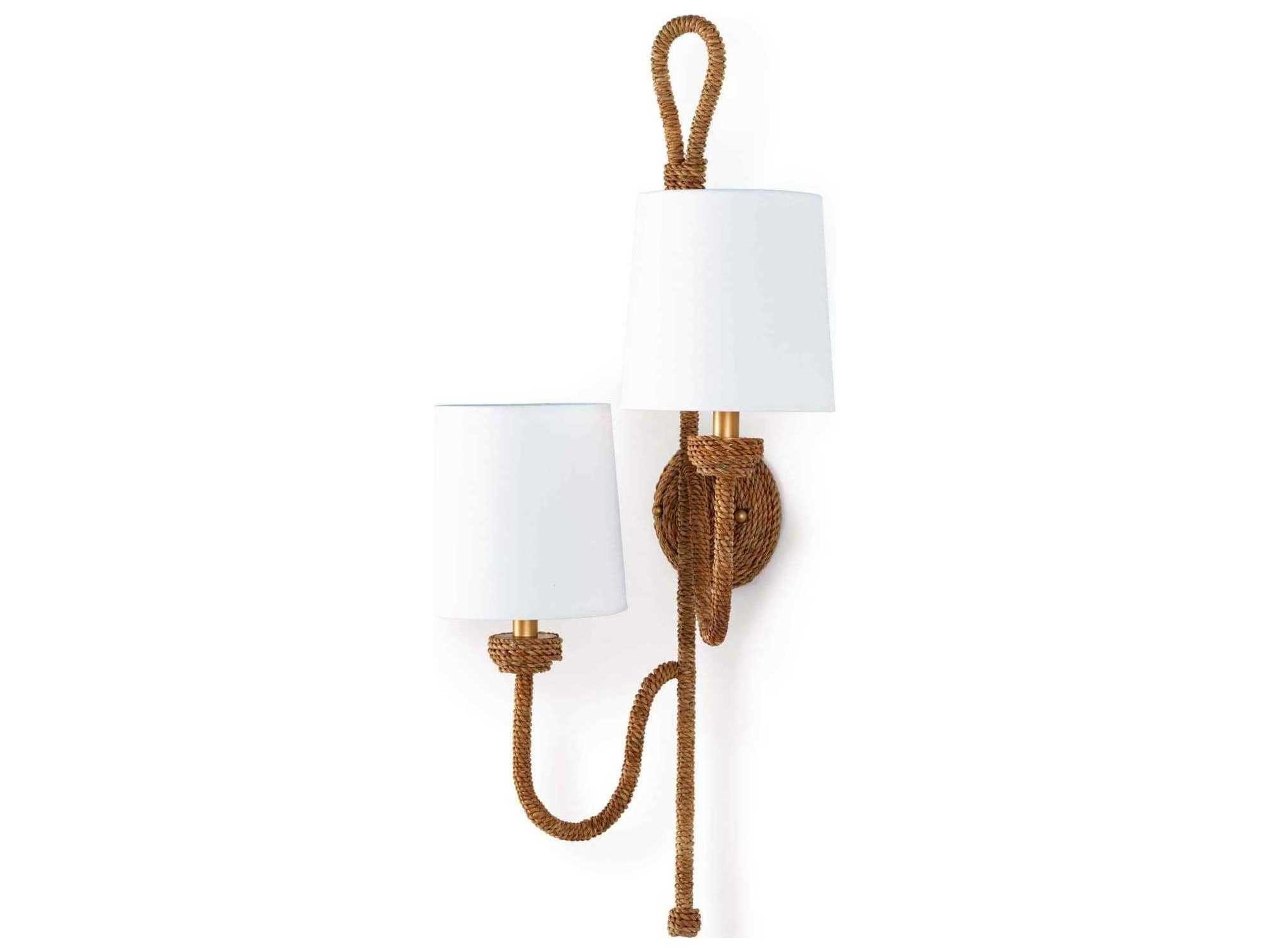 Regina Andrew 2-Light Natural Polished Brass Brown Wall Sconce