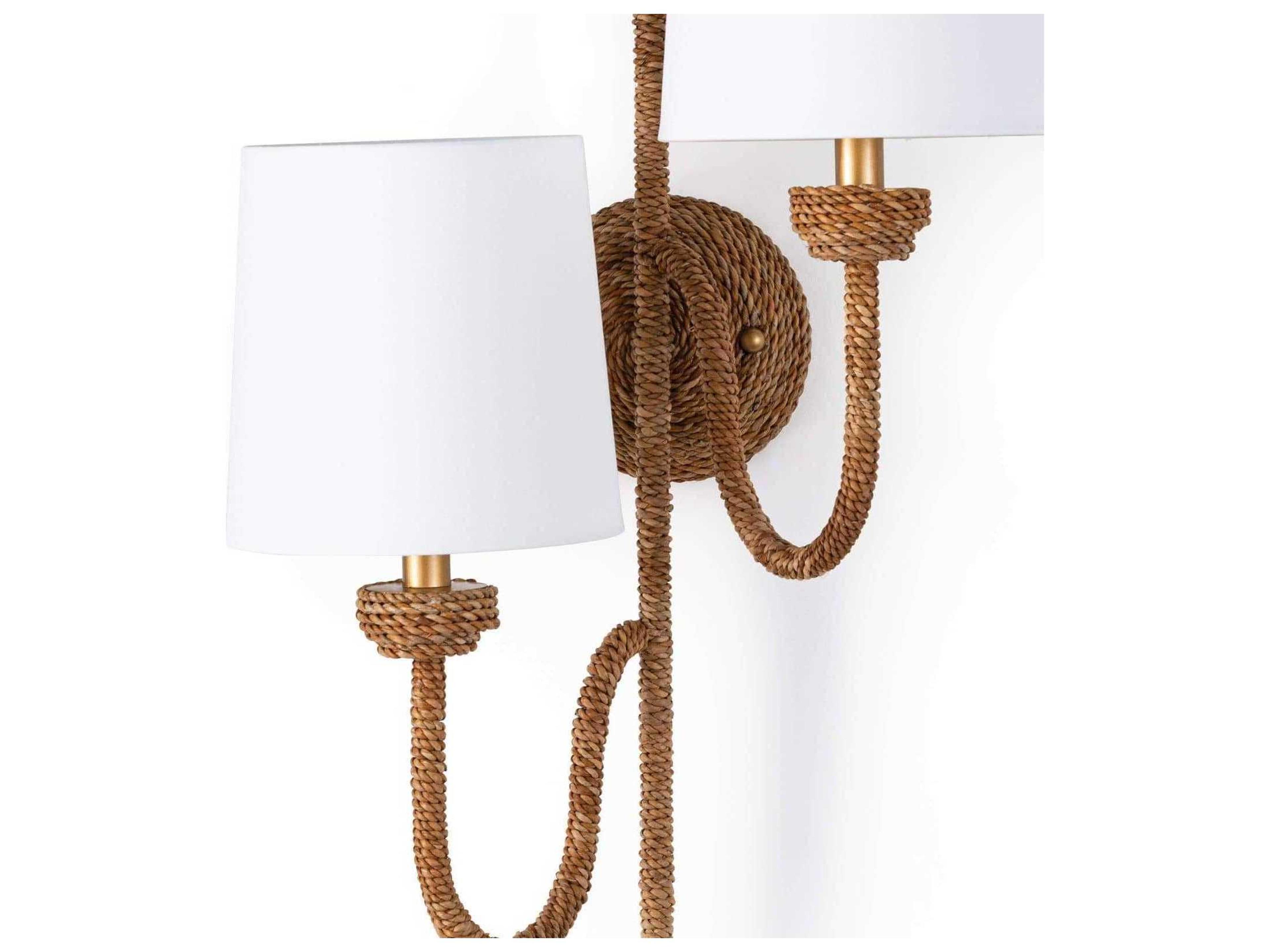 Regina Andrew 2-Light Natural Polished Brass Brown Wall Sconce