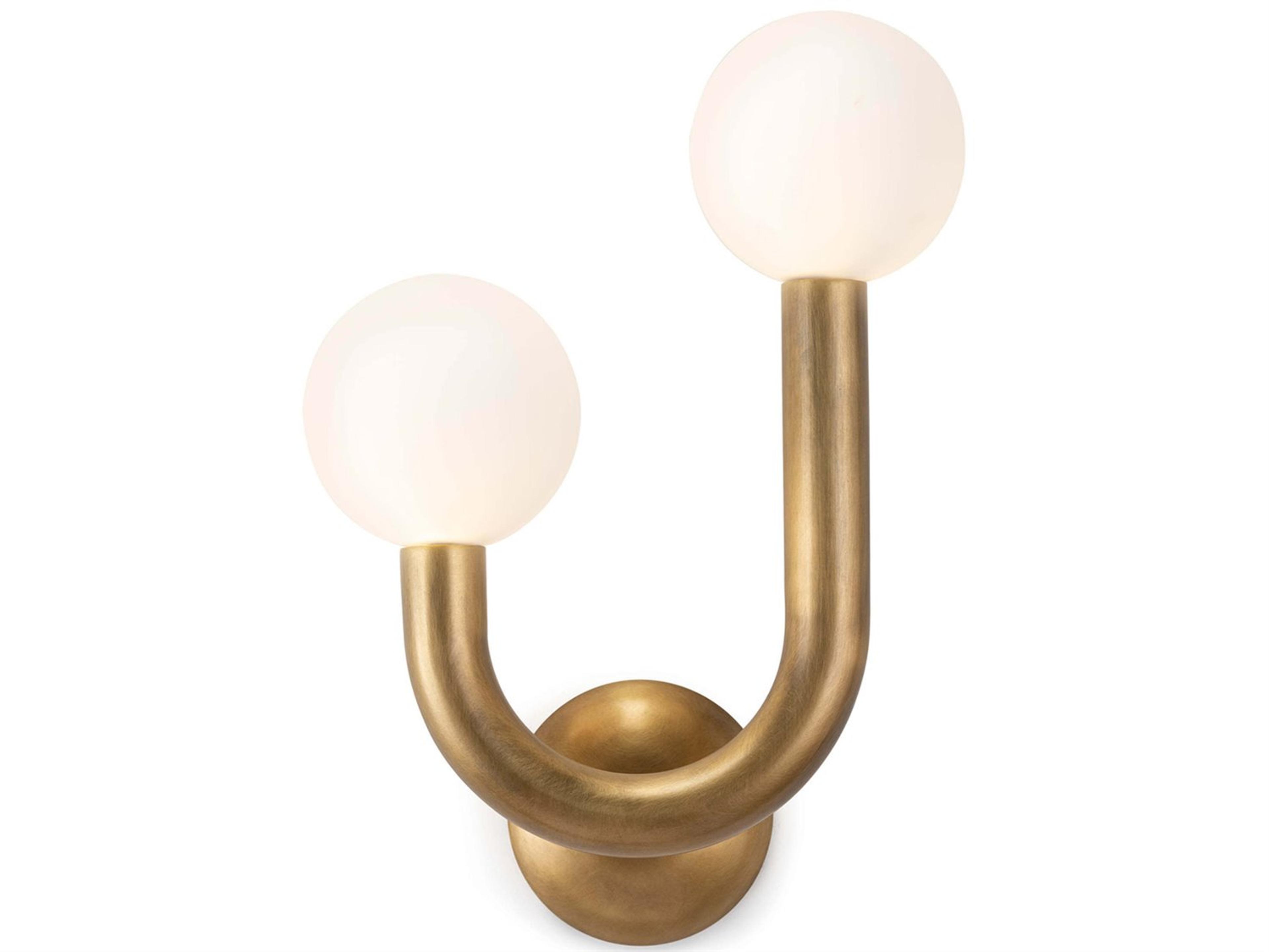 Regina Andrew Happy 2-Light Natural Brass Glass LED Wall Sconce