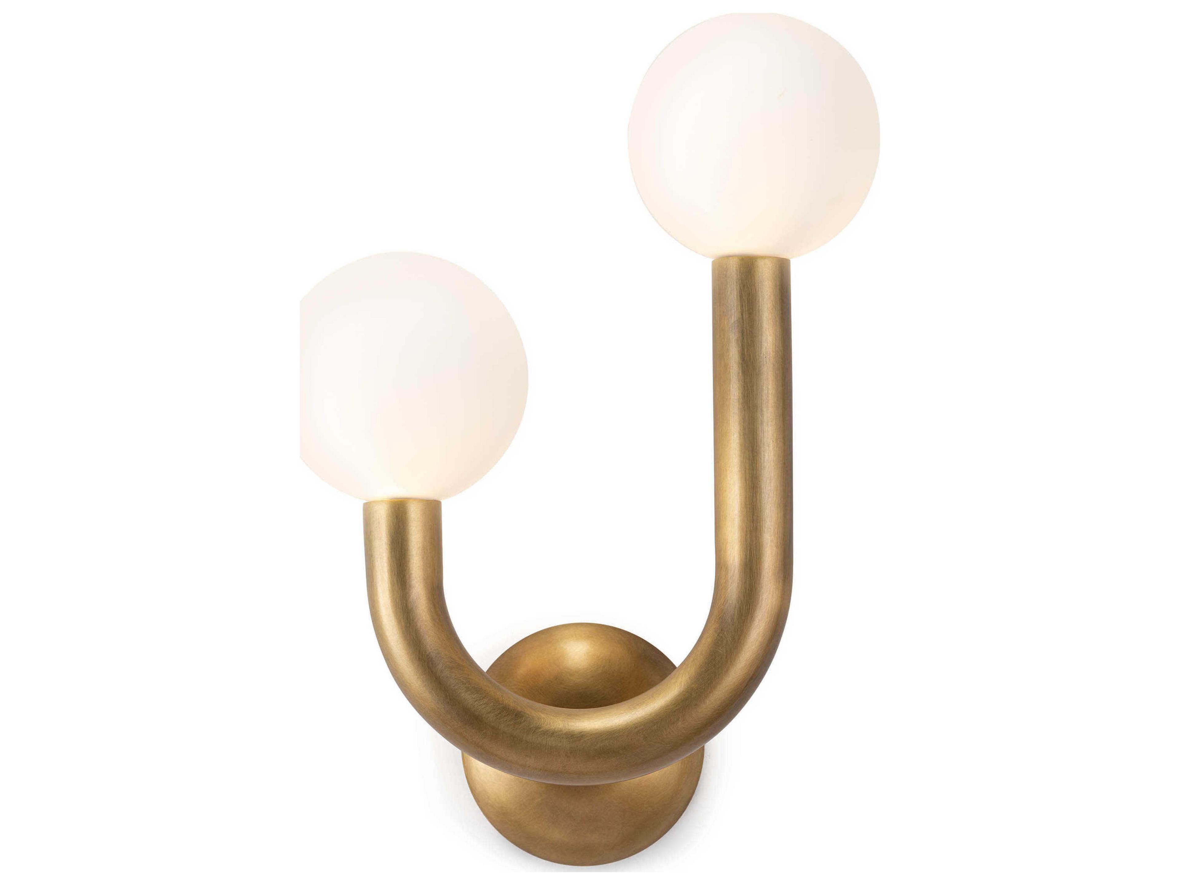 Regina Andrew Happy 2-Light Natural Brass Glass LED Wall Sconce
