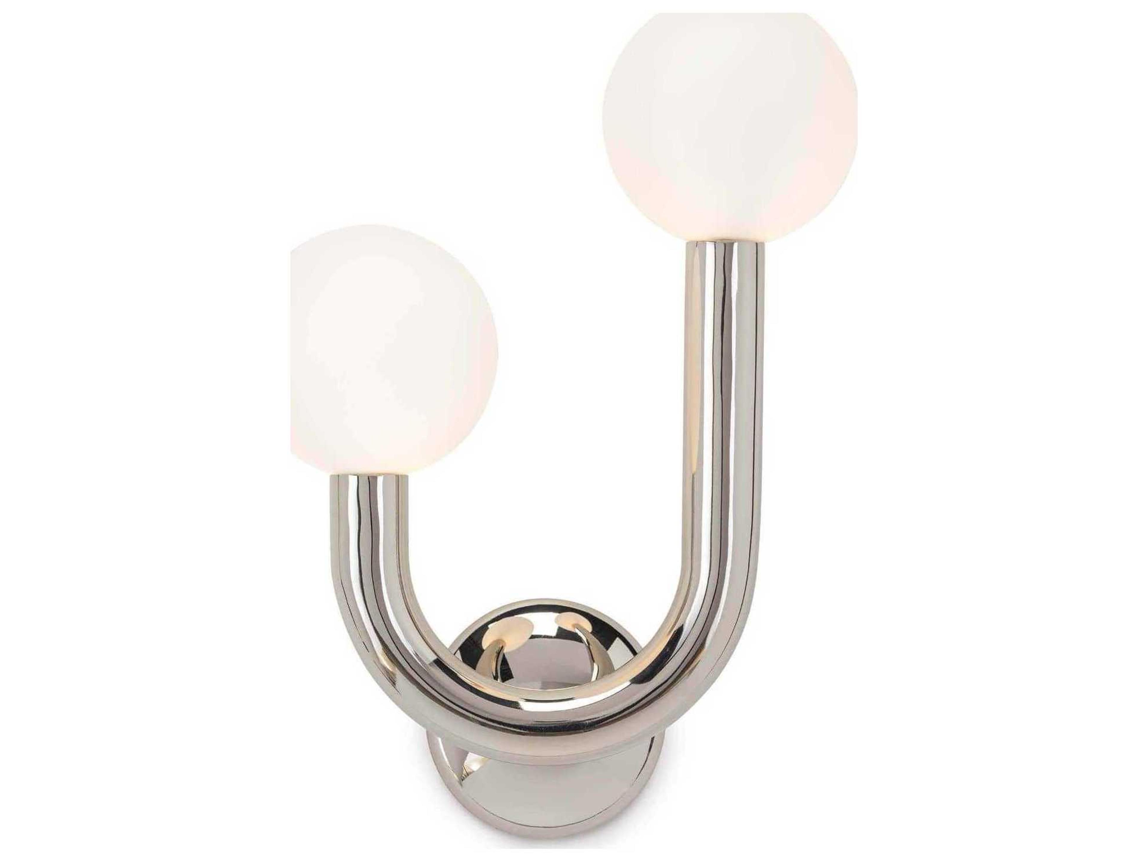 Regina Andrew Happy 2-Light Polished Nickel Steel Glass LED Wall Sconce