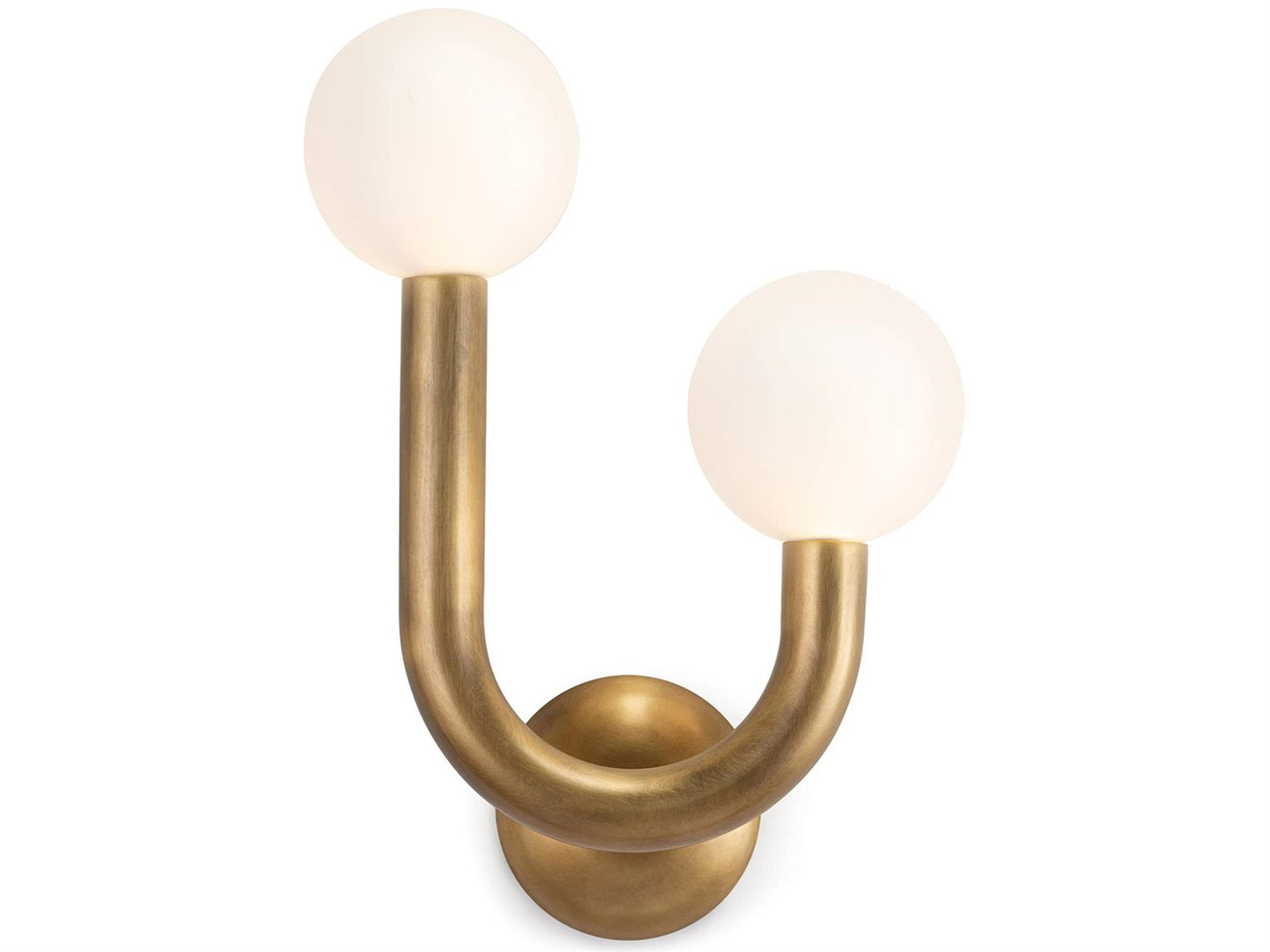 Happy 2-Light Natural Brass Glass LED Wall Sconce