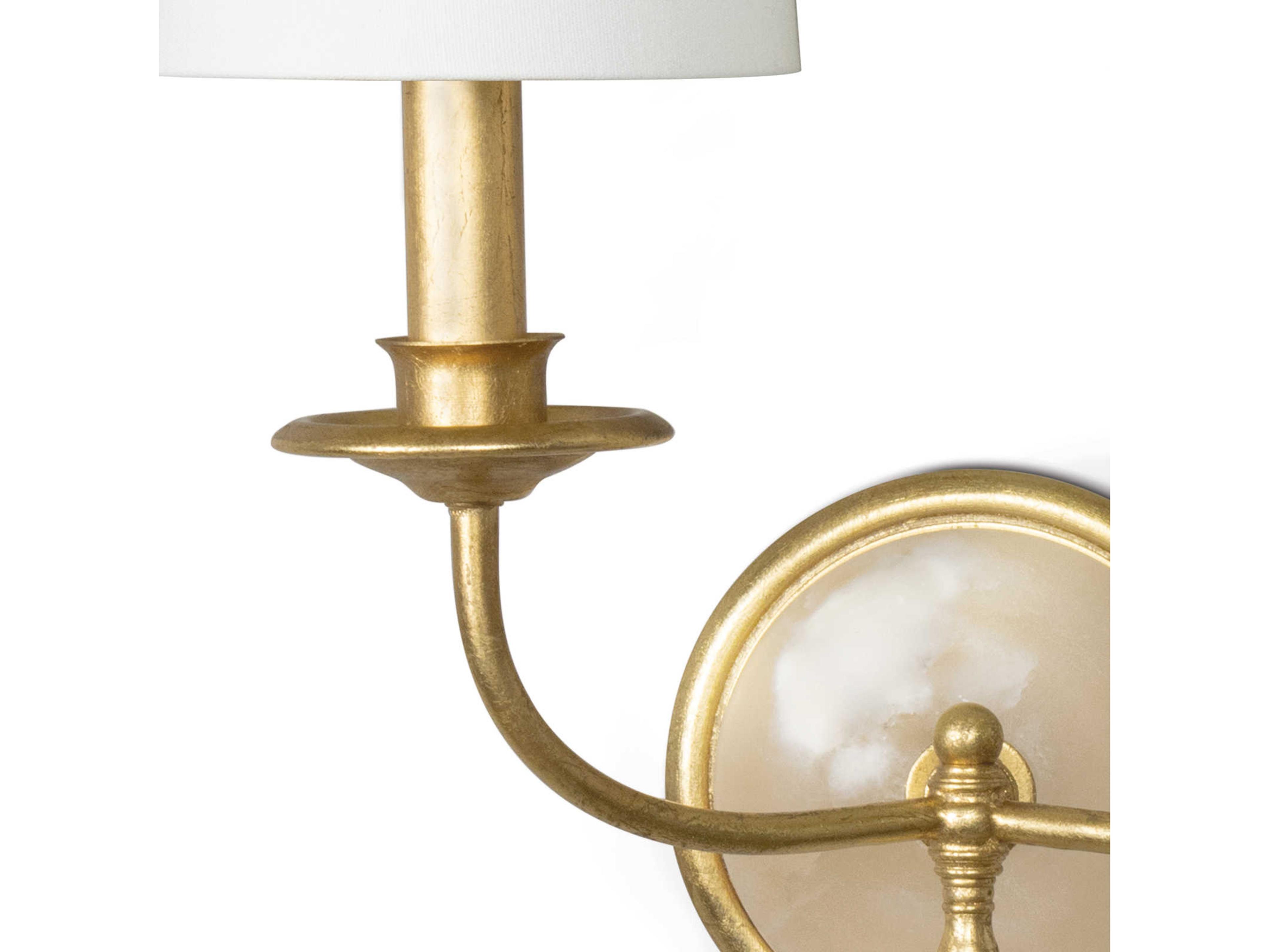 Regina Andrew Fisher 2-Light Gold Leaf Polished Brass Wall Sconce