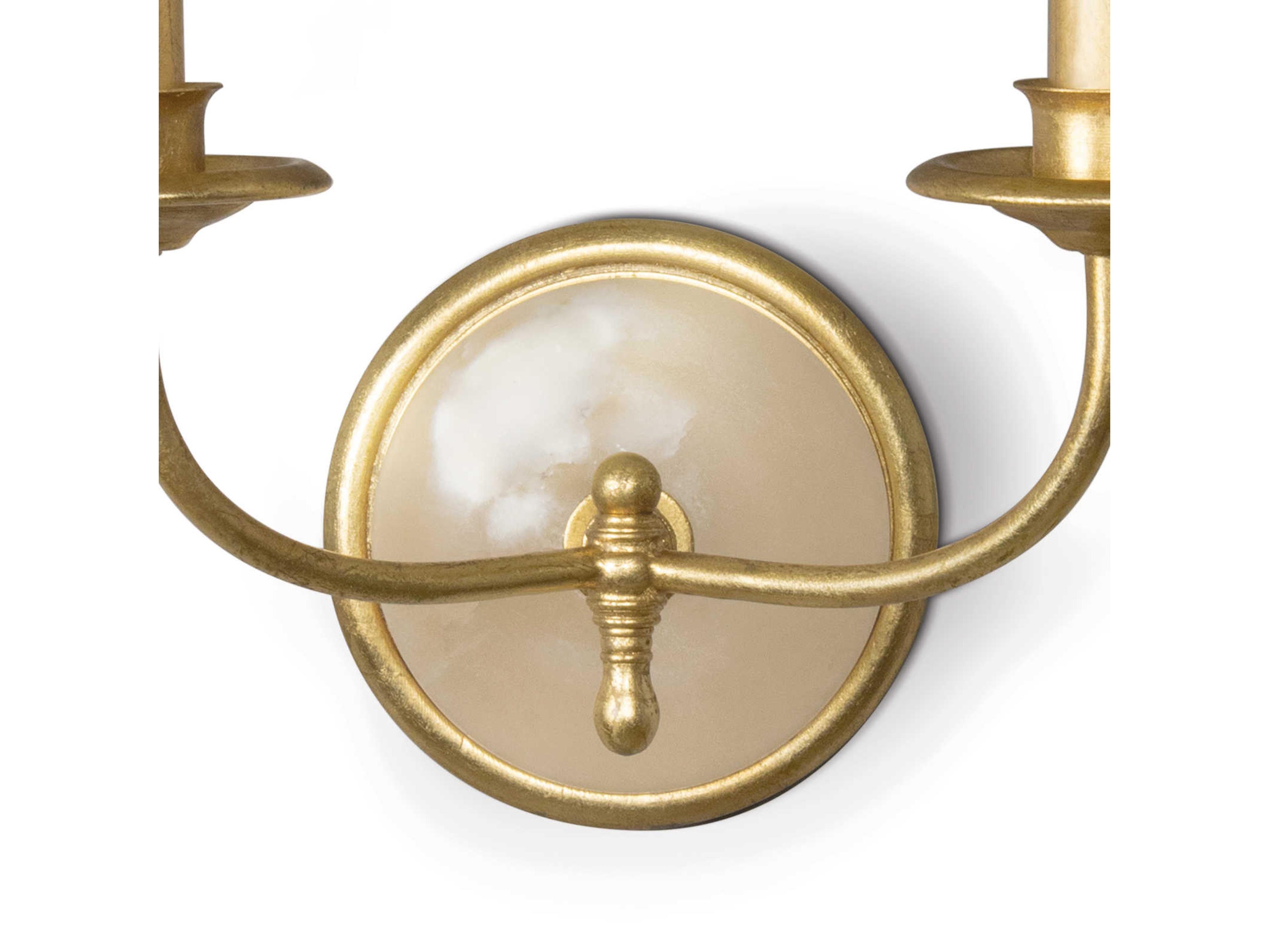 Regina Andrew Fisher 2-Light Gold Leaf Polished Brass Wall Sconce