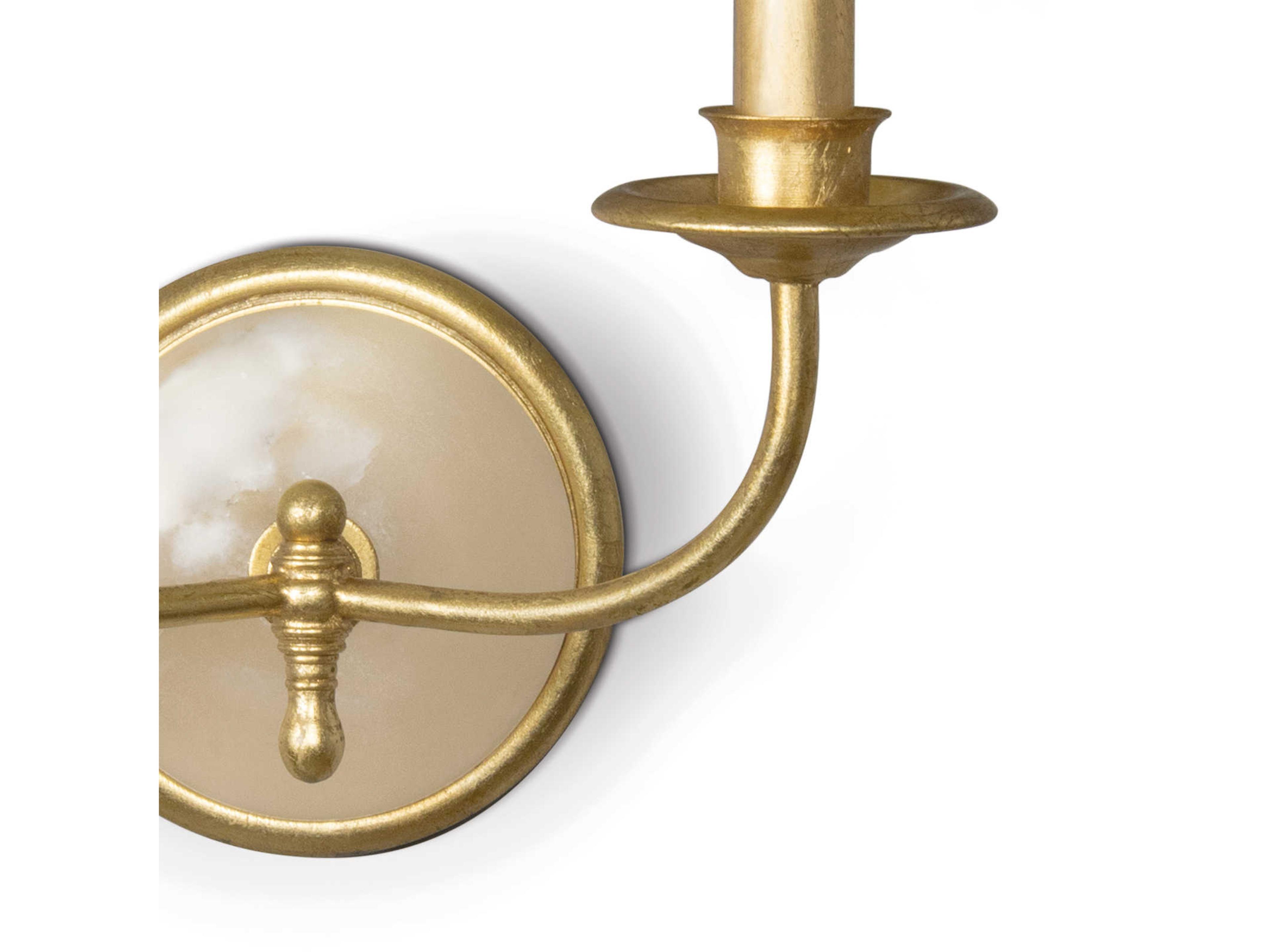 Regina Andrew Fisher 2-Light Gold Leaf Polished Brass Wall Sconce