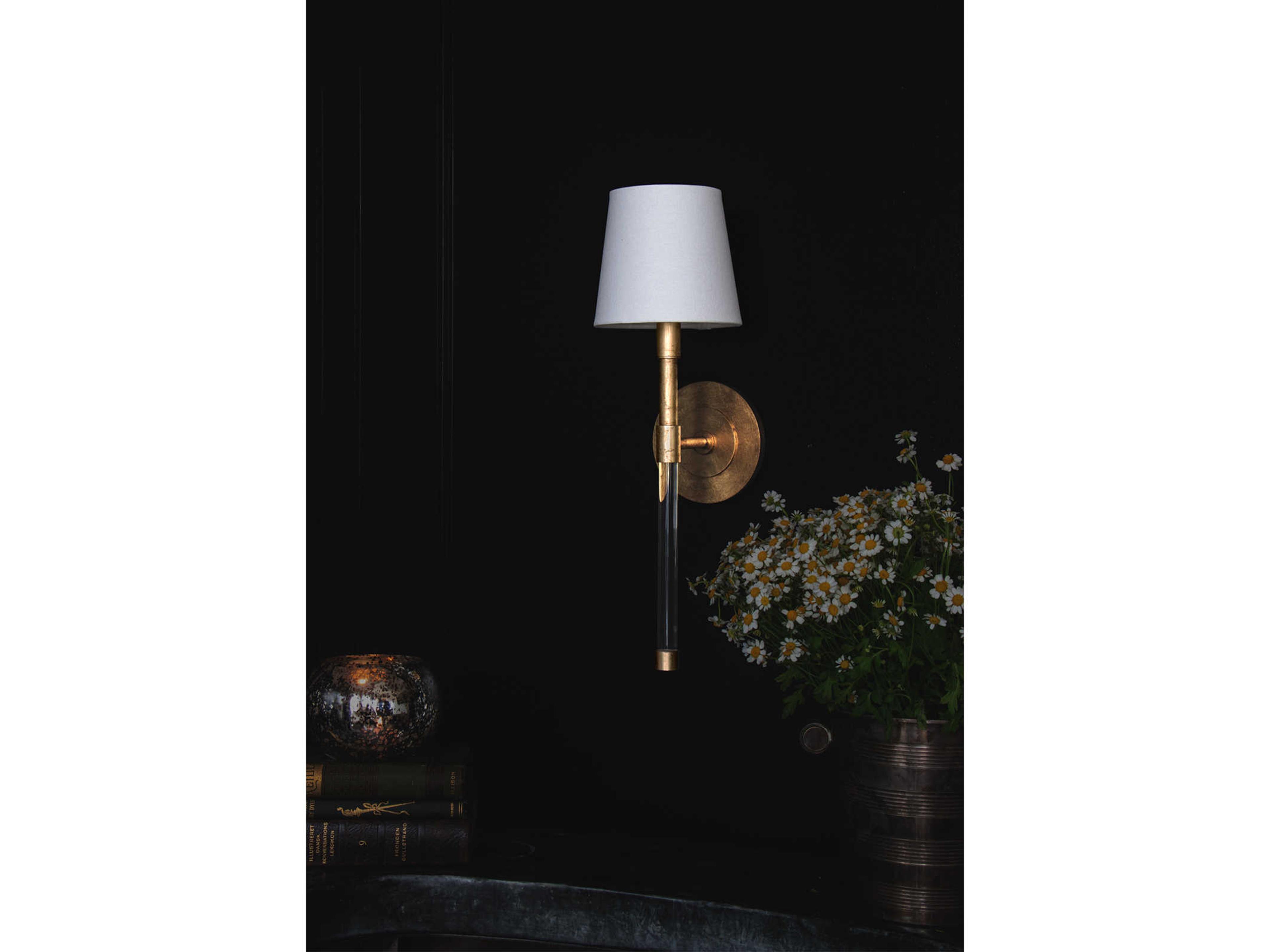 Regina Andrew Auburn 1-Light Gold Leaf Polished Brass Crystal Wall Sconce