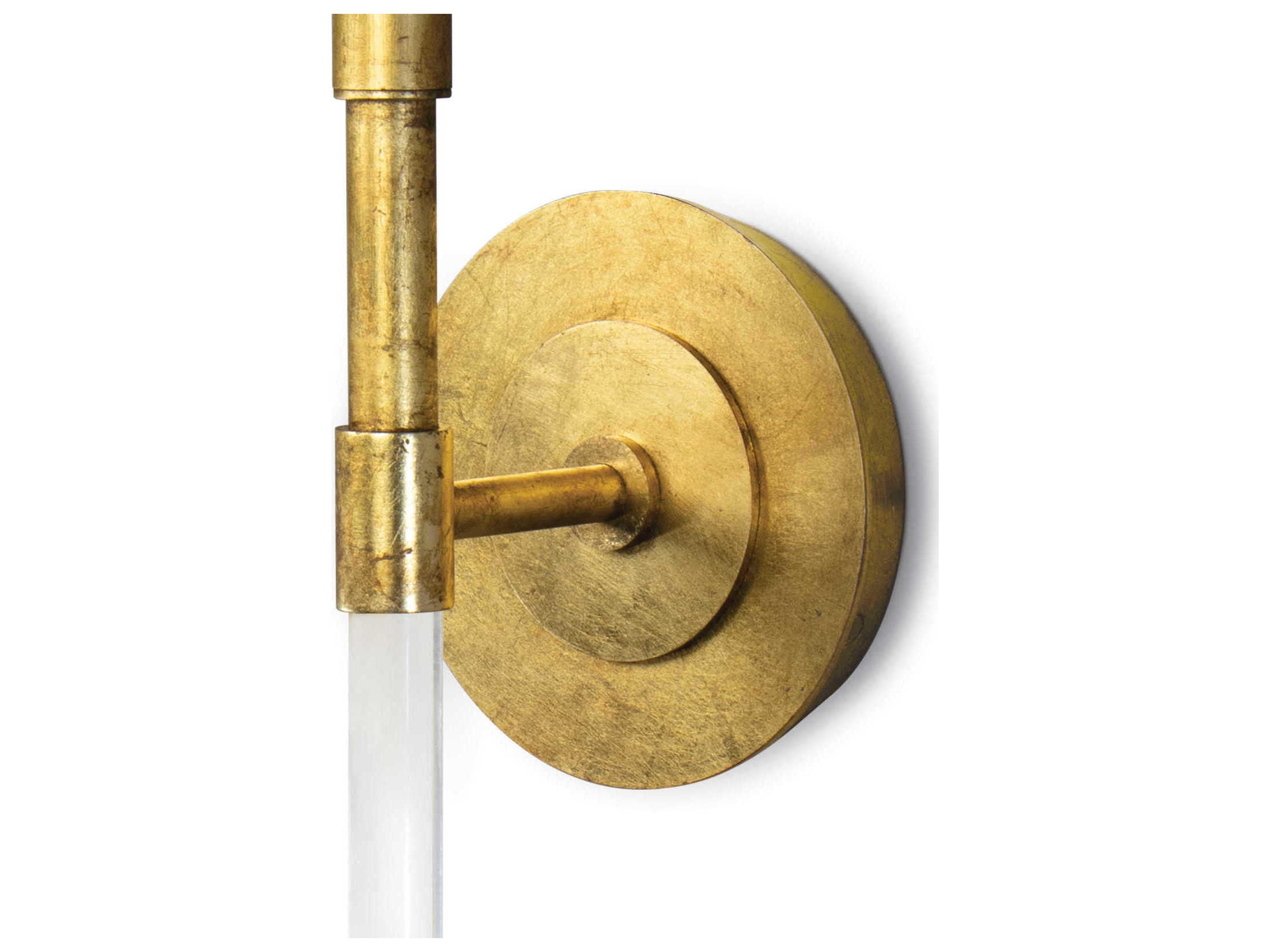 Regina Andrew Auburn 1-Light Gold Leaf Polished Brass Crystal Wall Sconce