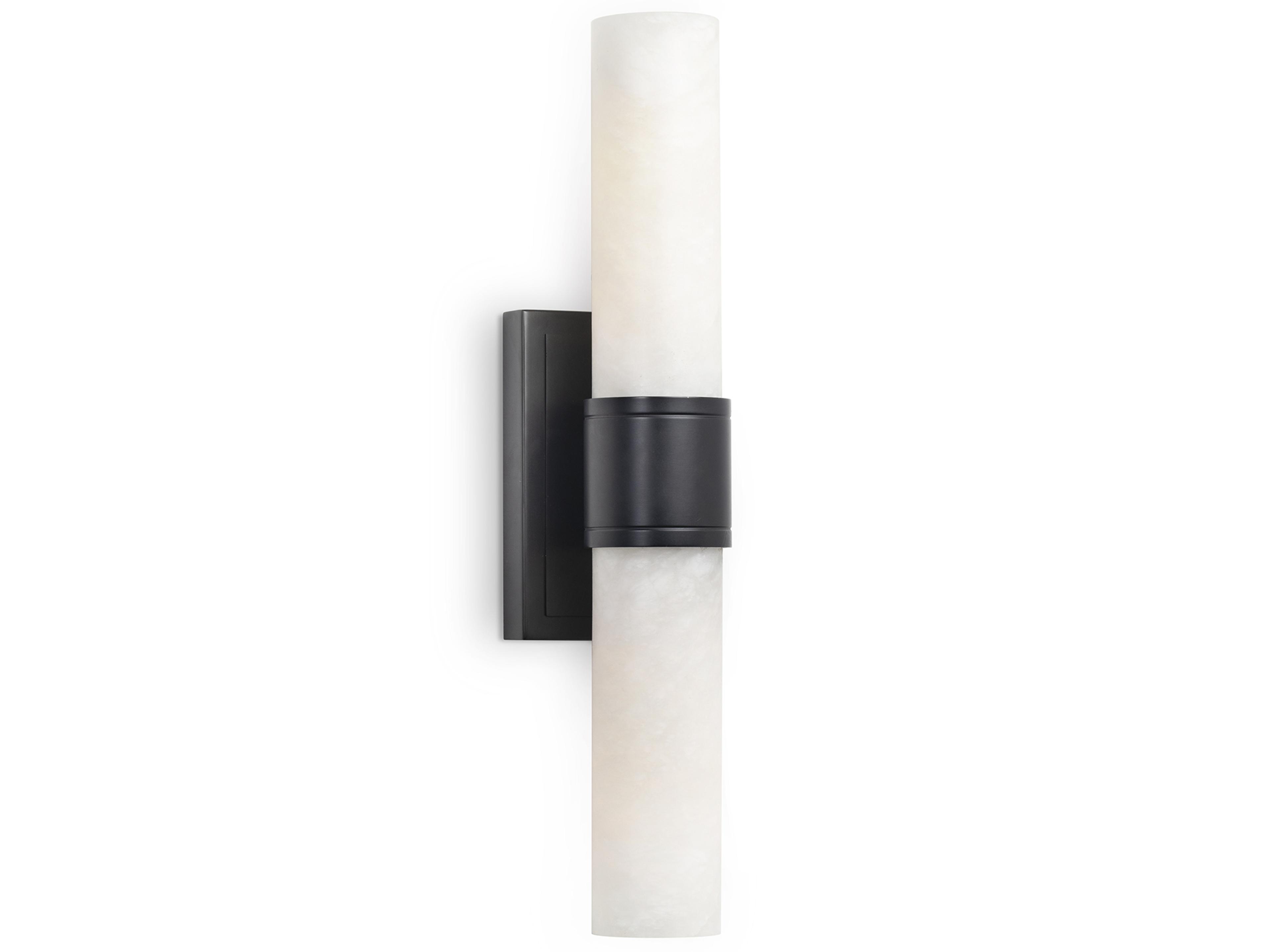 2-Light Natural Stone Black Wall Sconce
