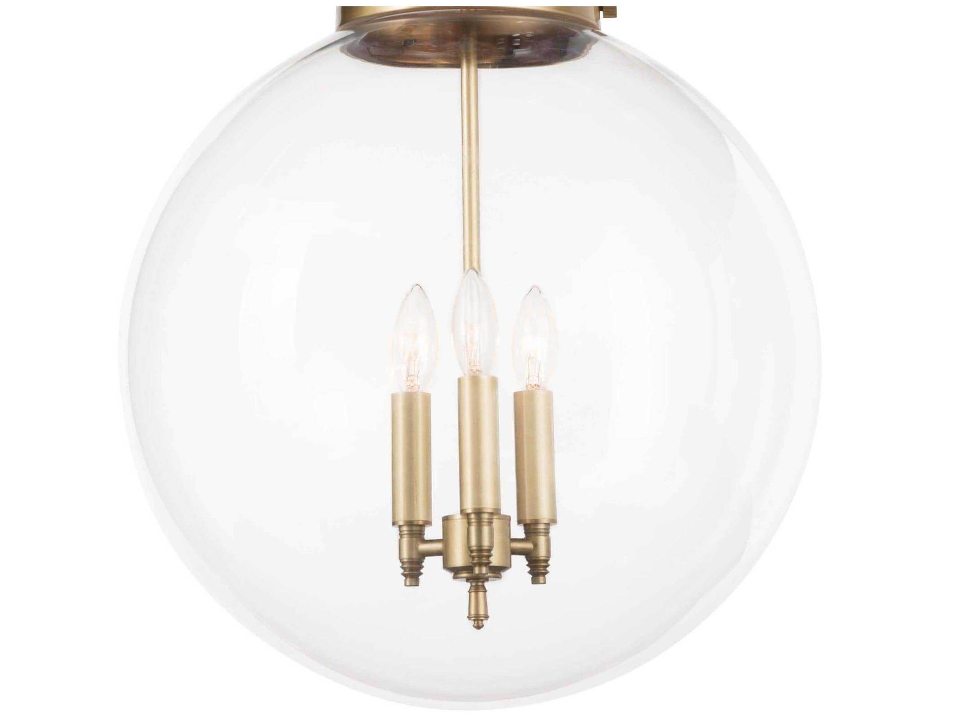 Regina Andrew 3-Light Natural Brass Glass Globe Pendant