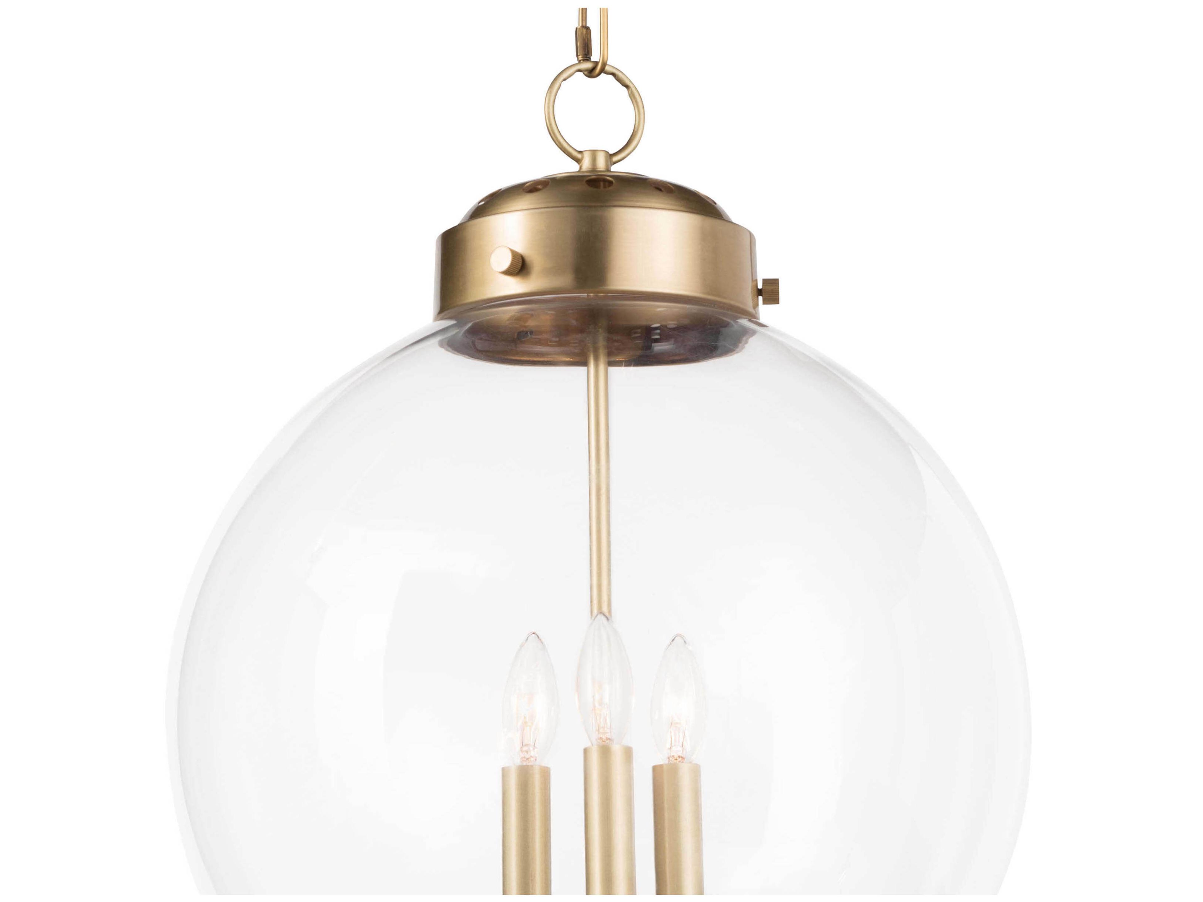 Regina Andrew 3-Light Natural Brass Glass Globe Pendant