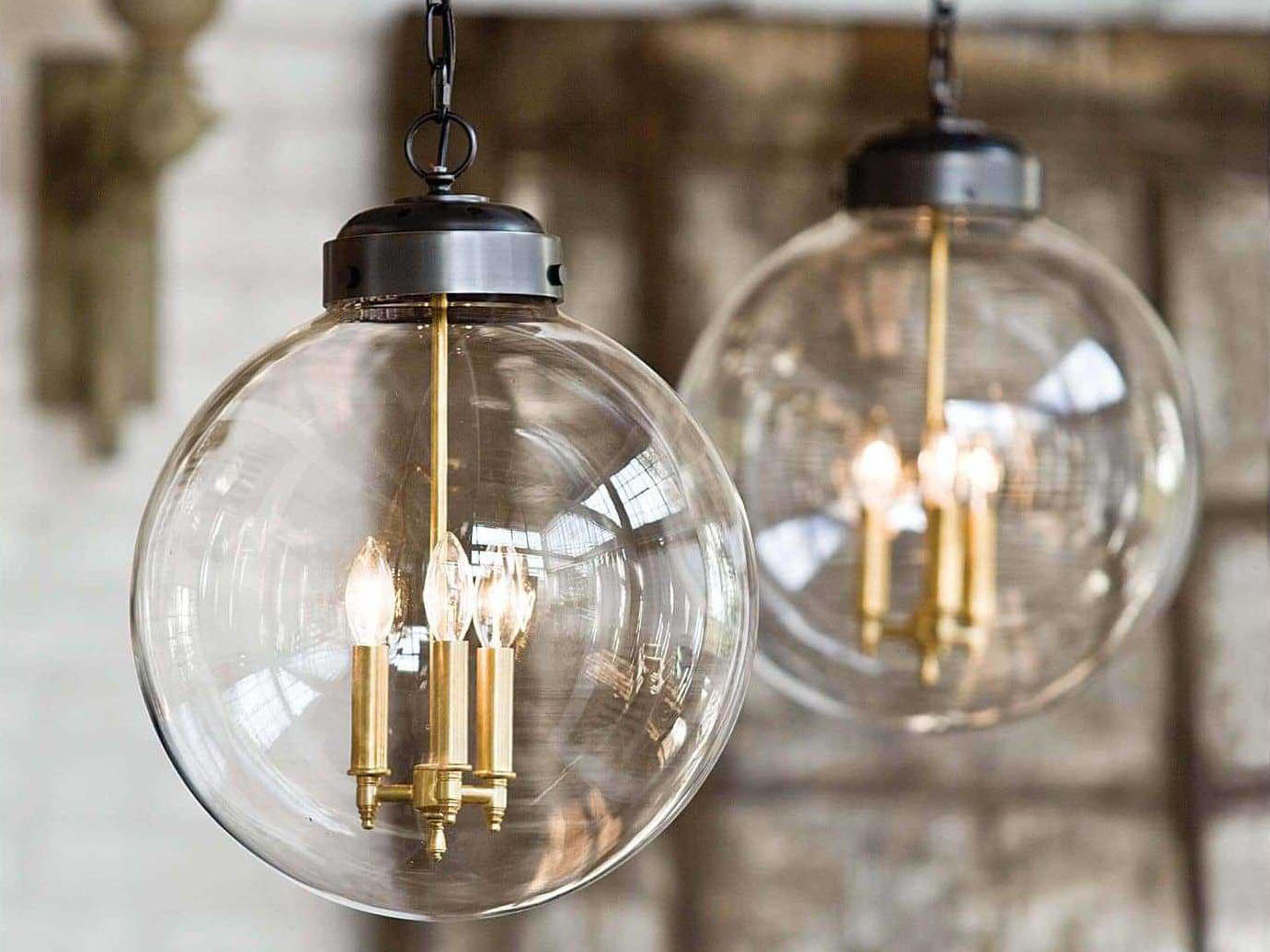 Regina Andrew 3-Light Oil Rubbed Bronze With Natural Brass Glass Globe Pendant