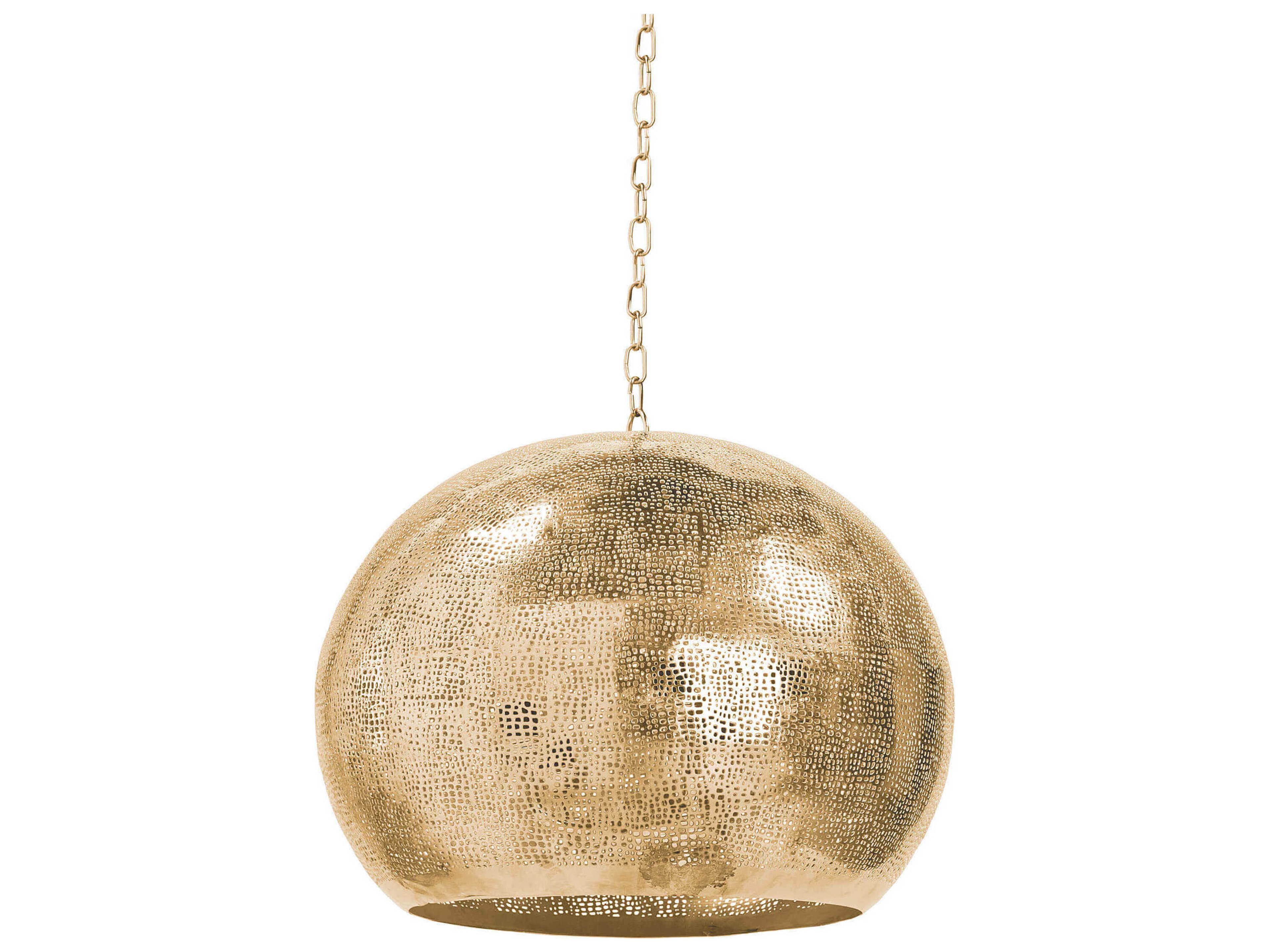 Pierced Sphere Pendant Light Natural Brass