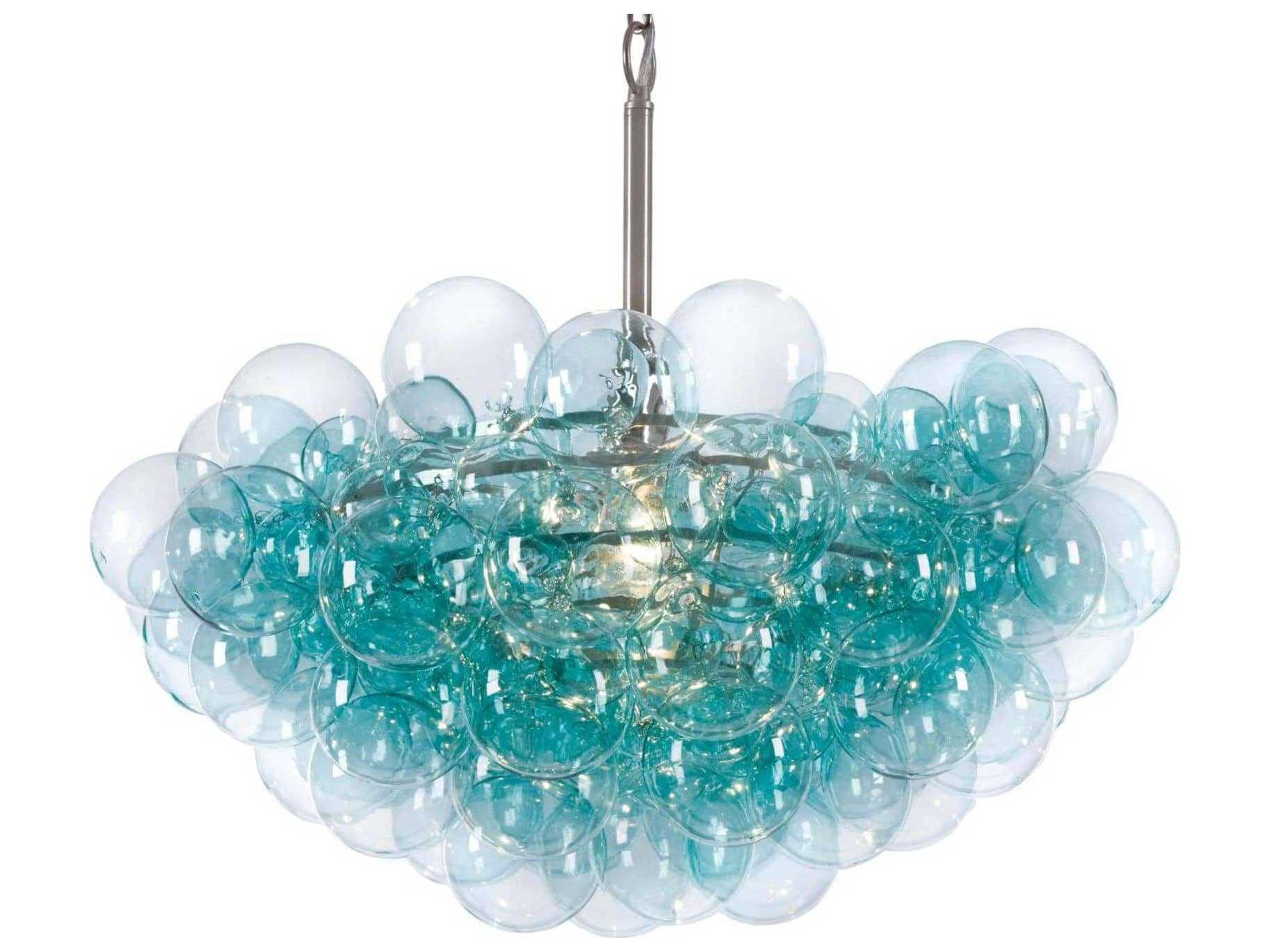 Regina Andrew Bubbles 1-Light Brushed Nickel Blue Globe Pendant