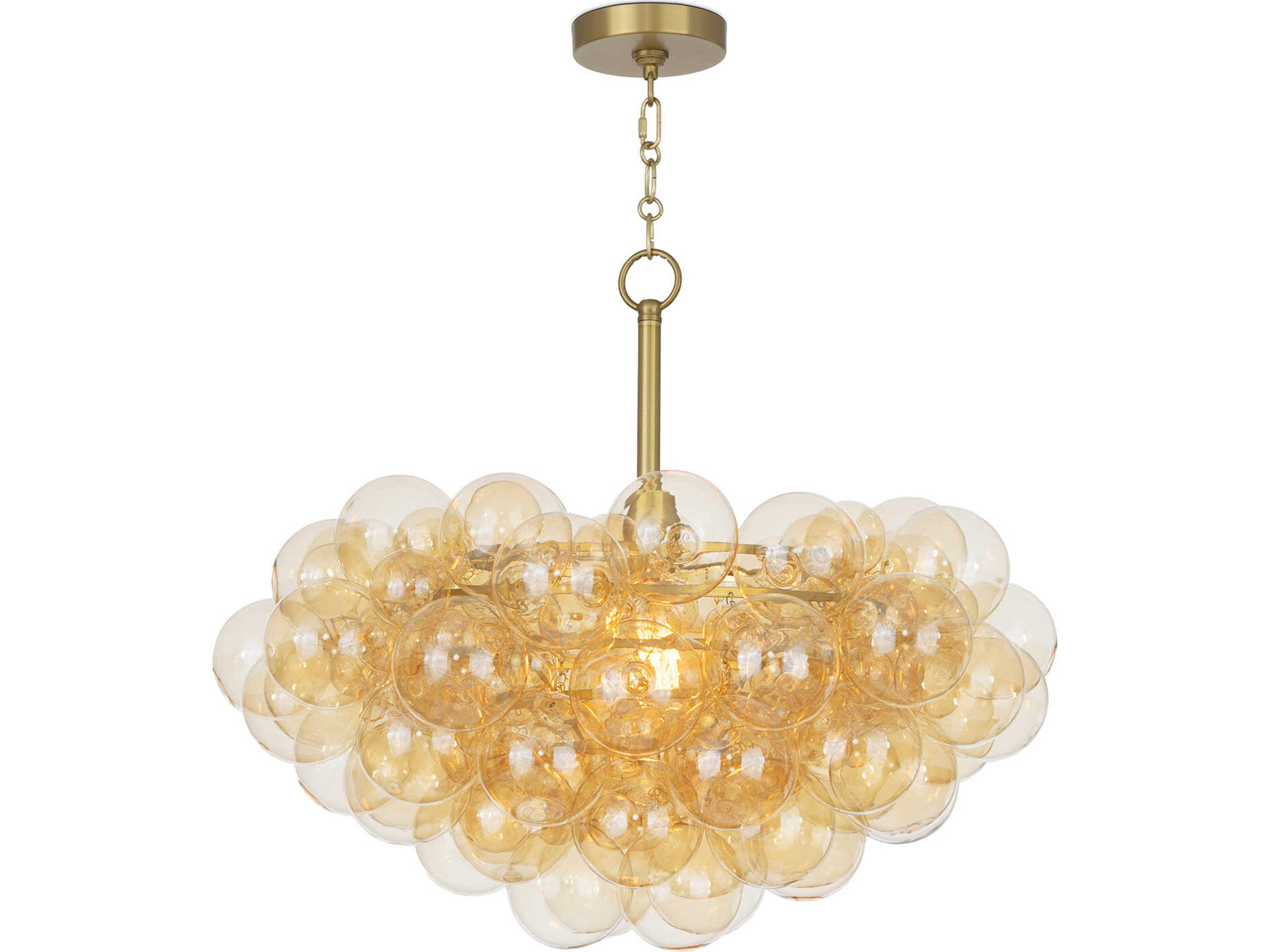 Bubbles 1-Light Natural Brass Yellow Globe Pendant