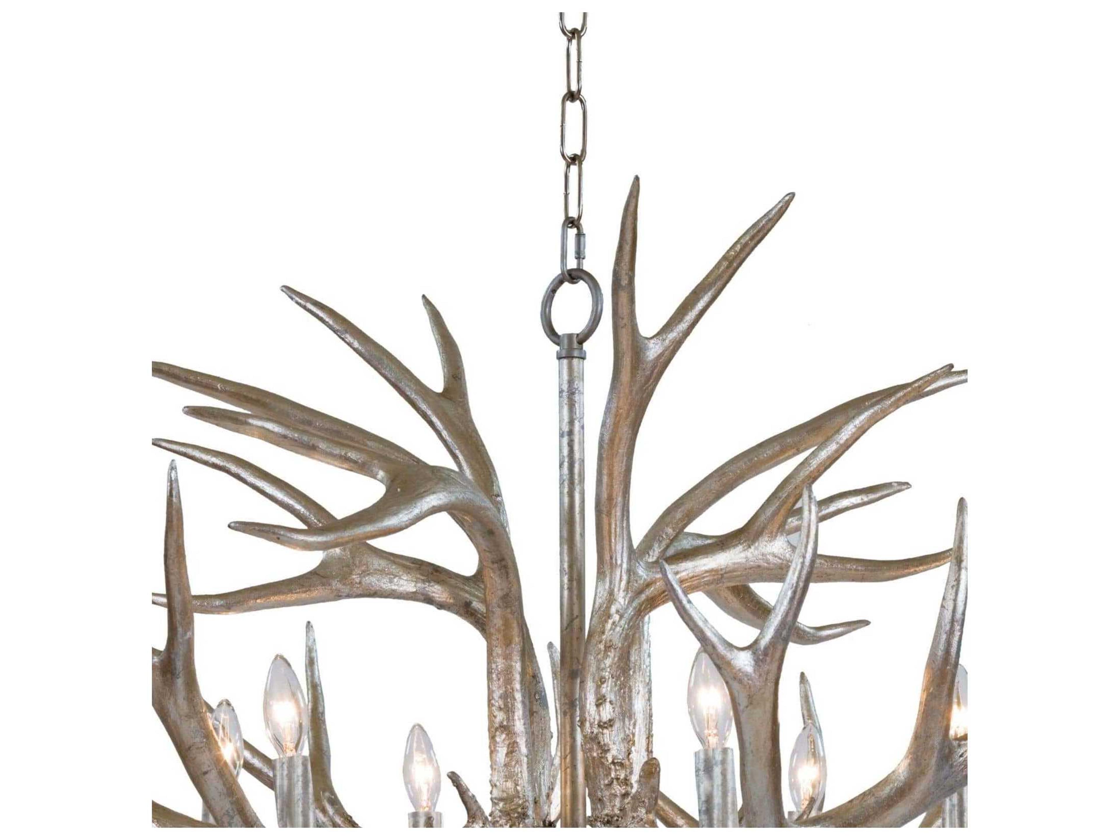 Regina Andrew Antler 6-Light Silver Leaf Candelabra Chandelier